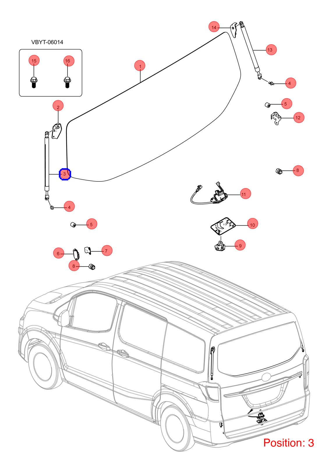 BYD Tailgate Lift Support OEM 1113088200 VB6309110 FOR eT3 1113088200-BYD_OEM