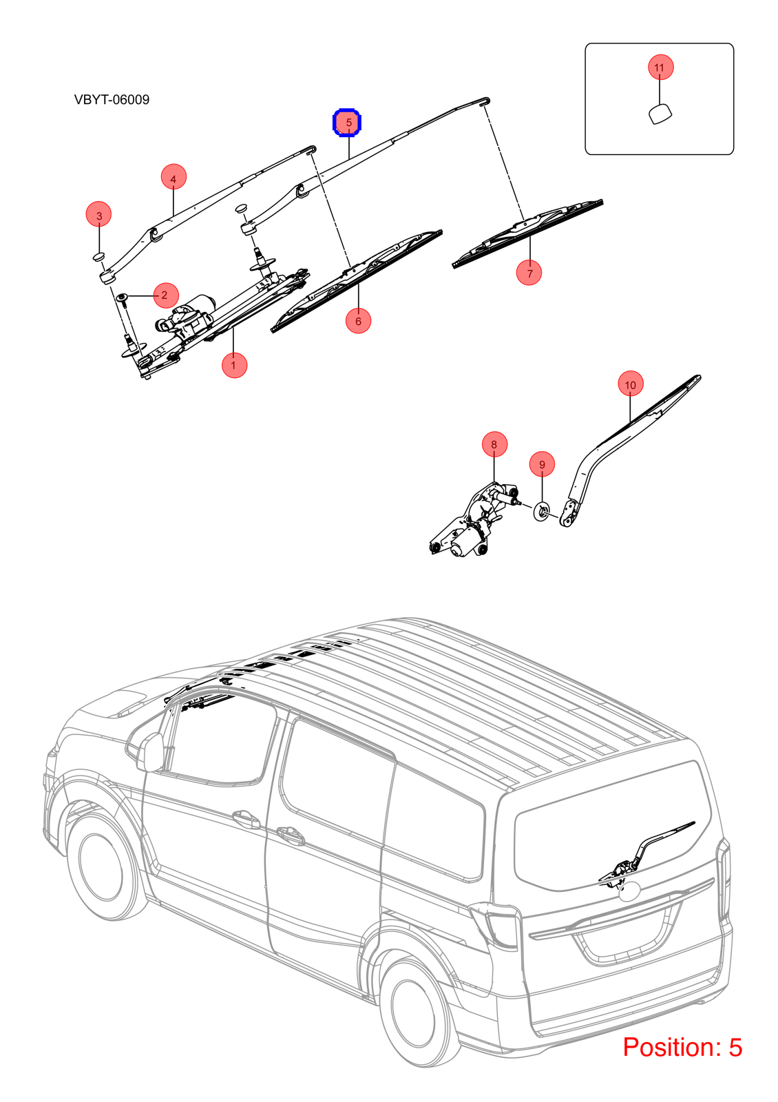 BYD Wiper arm OEM 1128889800 VB5205240 FOR eT3 1128889800-BYD_OEM