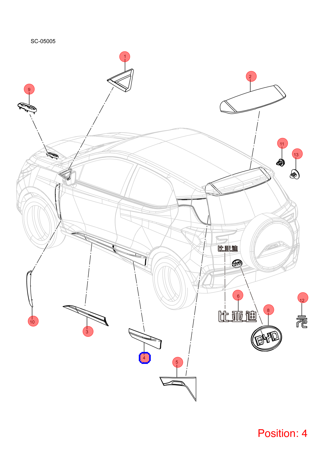 BYD Door glass trim panel OEM 1132998400 SC5402850 FOR Atto3 Yuan 1132998400-BYD_OEM
