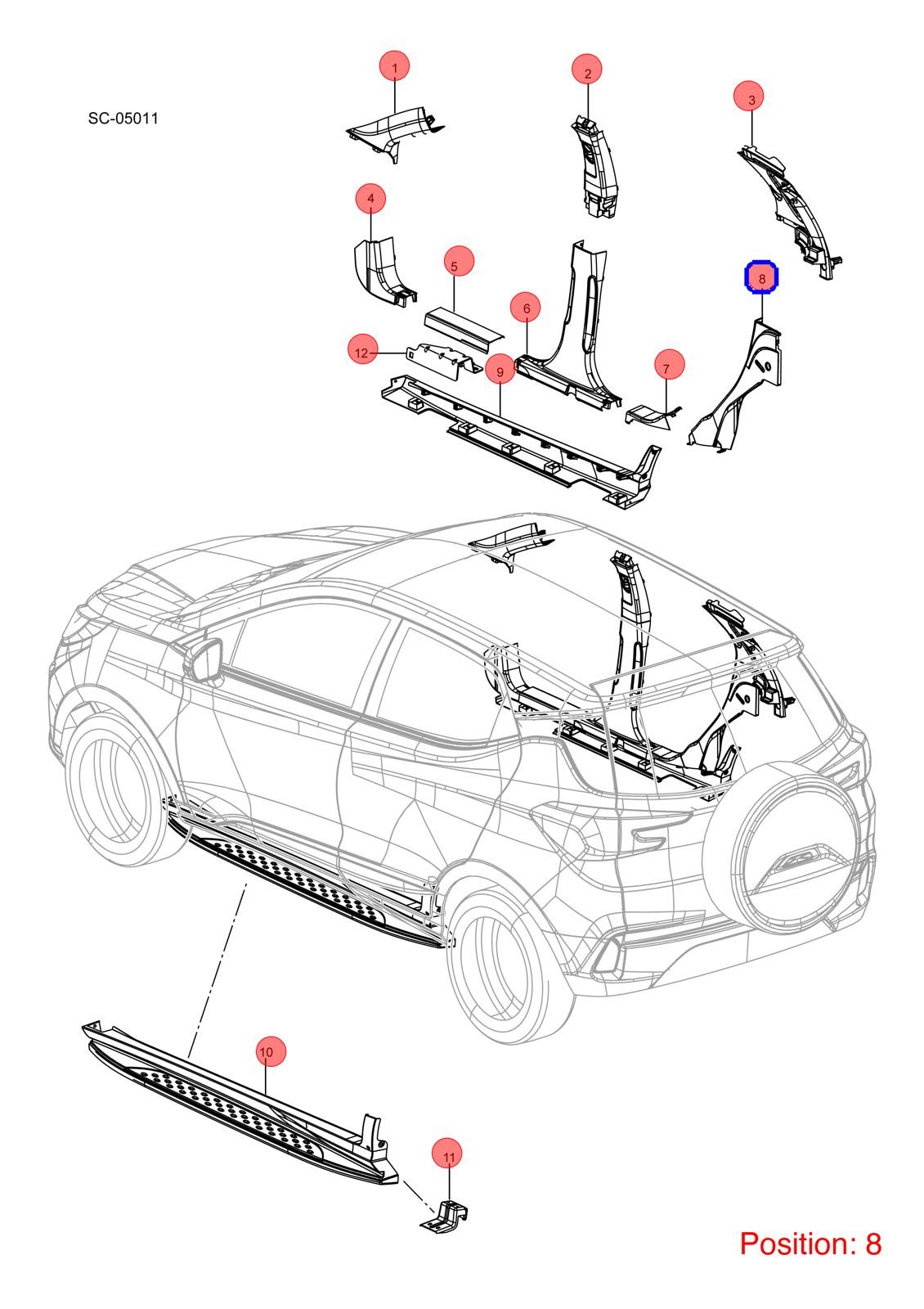 BYD C-pillar trim panel OEM 1179459900 SC5402330B FOR Atto3 Yuan 1179459900-BYD_OEM