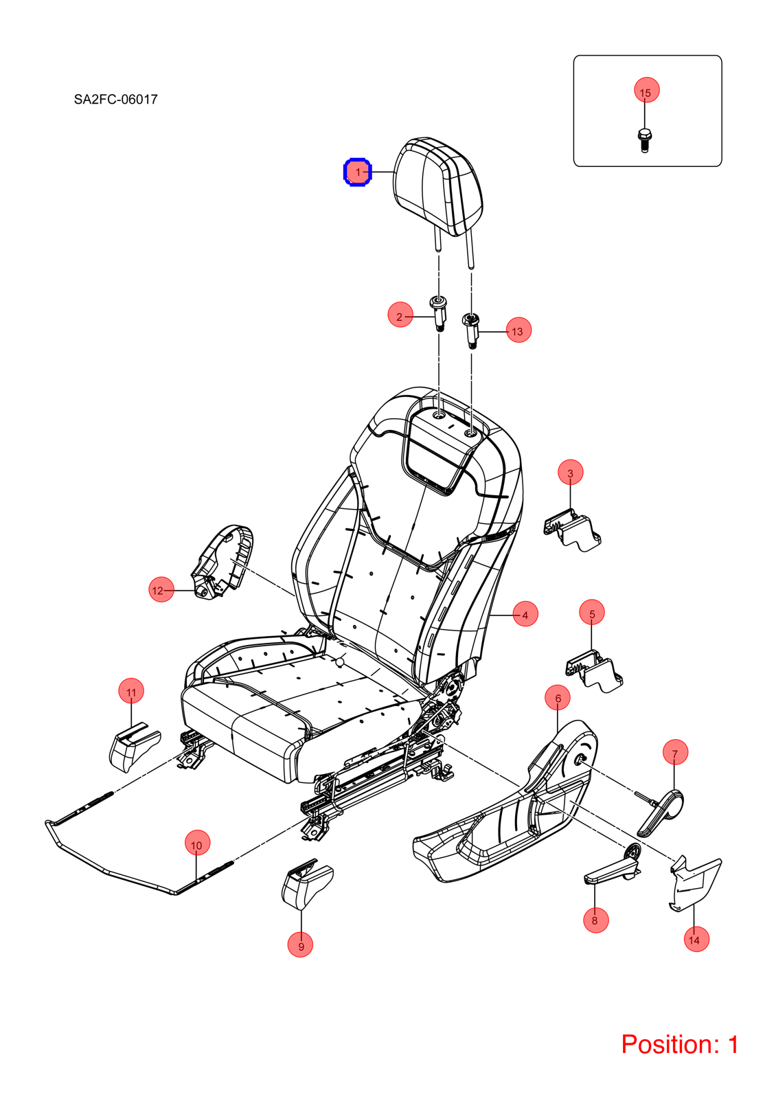 BYD Seat headrest OEM 1239958900 SA2FC6808010 FOR Song 1239958900-BYD_OEM