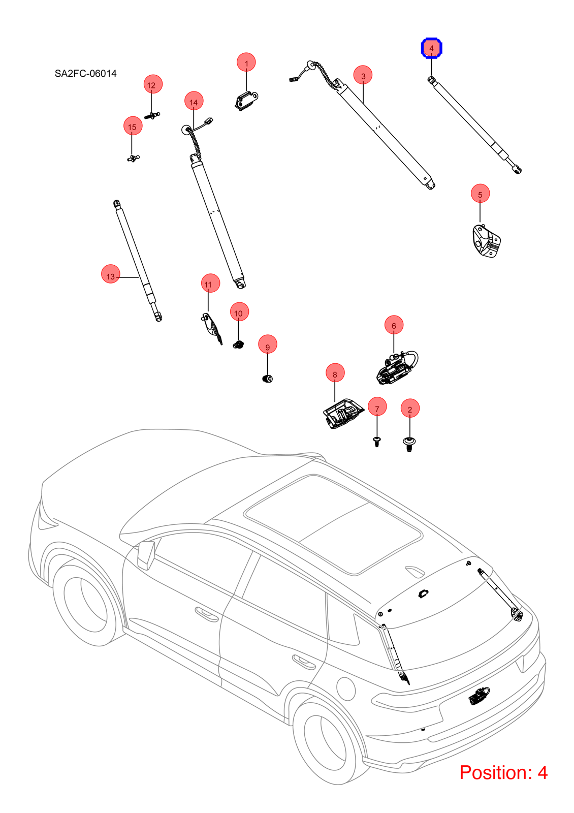 BYD Tailgate Lift Support OEM 1240831600 SA2FC6309112 FOR Song 1240831600-BYD_OEM