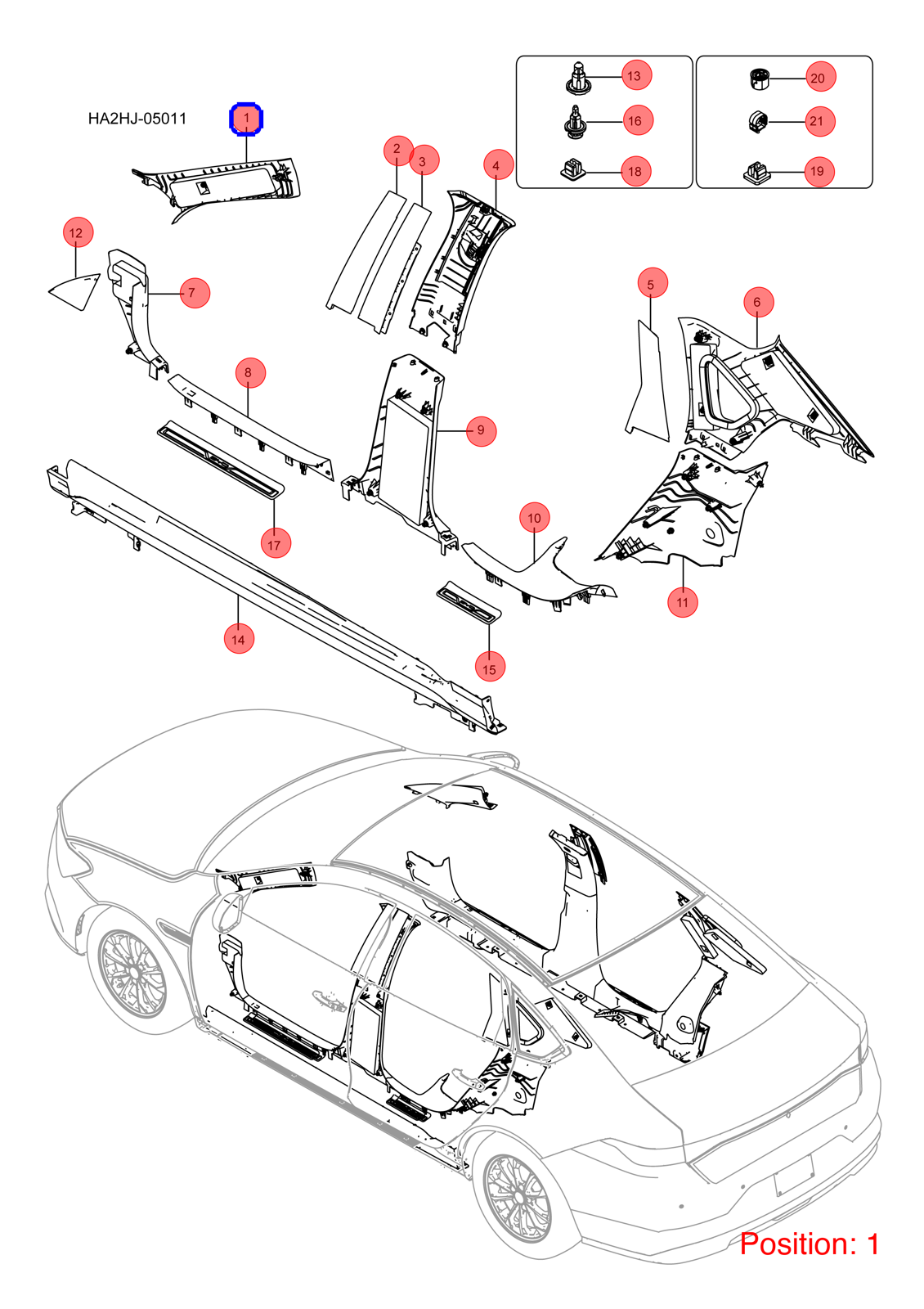 BYD A-pillar trim panel OEM 1246631200 HAD5402120B00DJ FOR KING Chazor Seal5 Destroyer 1246631200-BYD_OEM