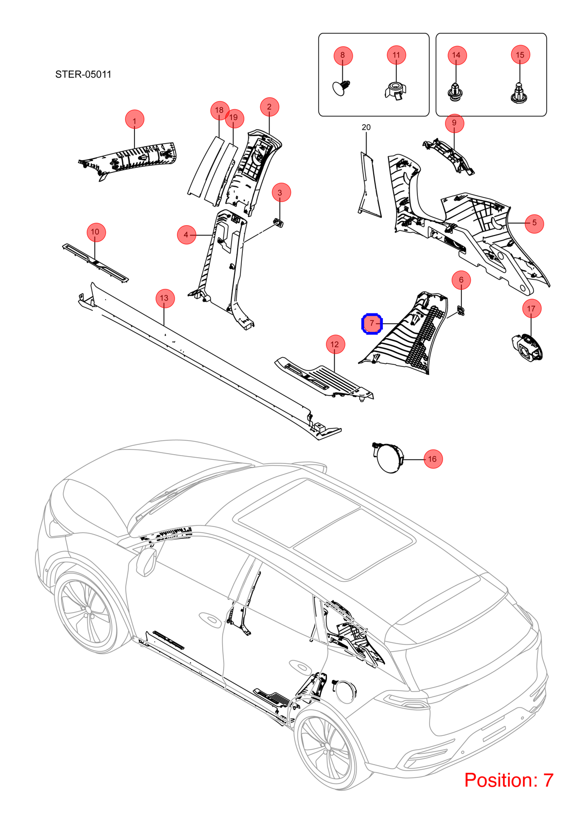 BYD C-pillar trim panel OEM 1256141600 ST5402330A00A7 FOR Tang 1256141600-BYD_OEM