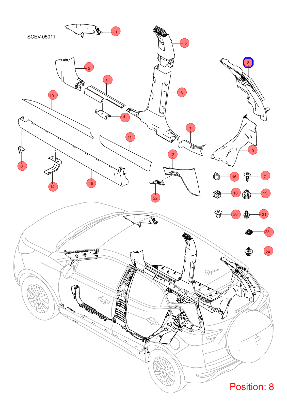 BYD C-pillar trim panel OEM 1262922200 SC540231000DJ FOR Atto3 Yuan 1262922200-BYD_OEM