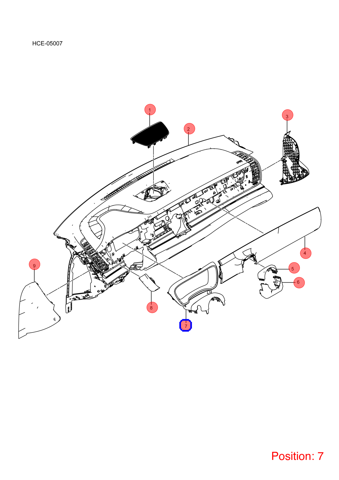 BYD Instrument panel trim OEM 1264239300 HC5306150 FOR Han 1264239300-BYD_OEM