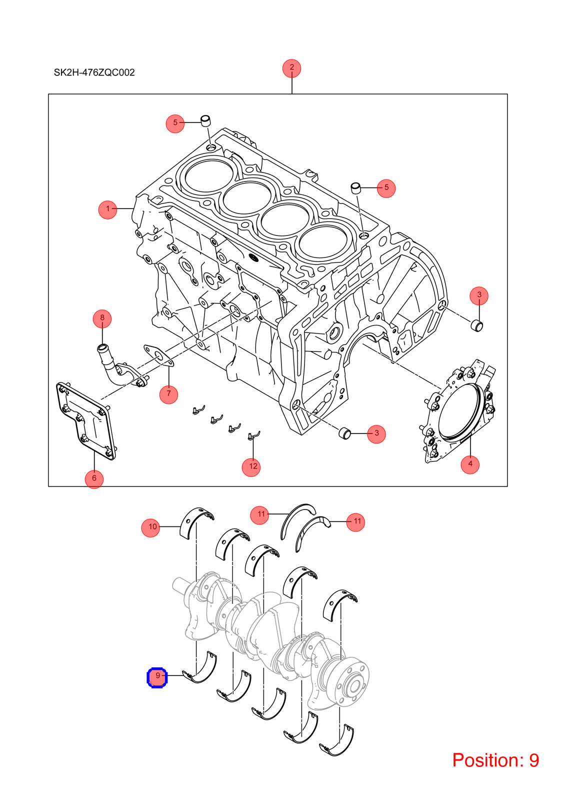 BYD Main Bearing OEM 1266066500 476ZQC1002012B FOR Song DENZA 1266066500-BYD_OEM