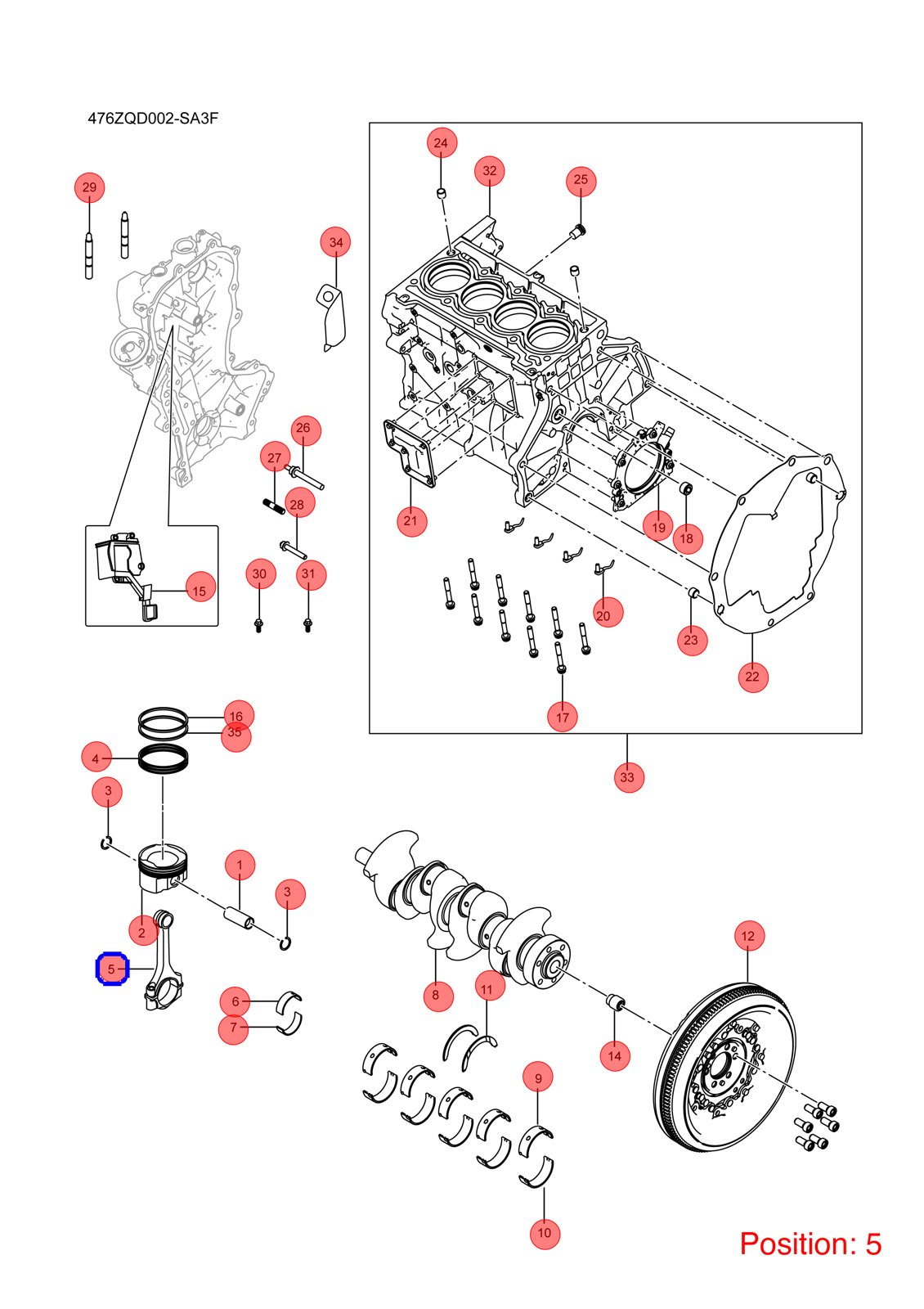 BYD Connecting rod OEM 1266835300 476ZQC1004100 FOR Song DENZA 1266835300-BYD_OEM