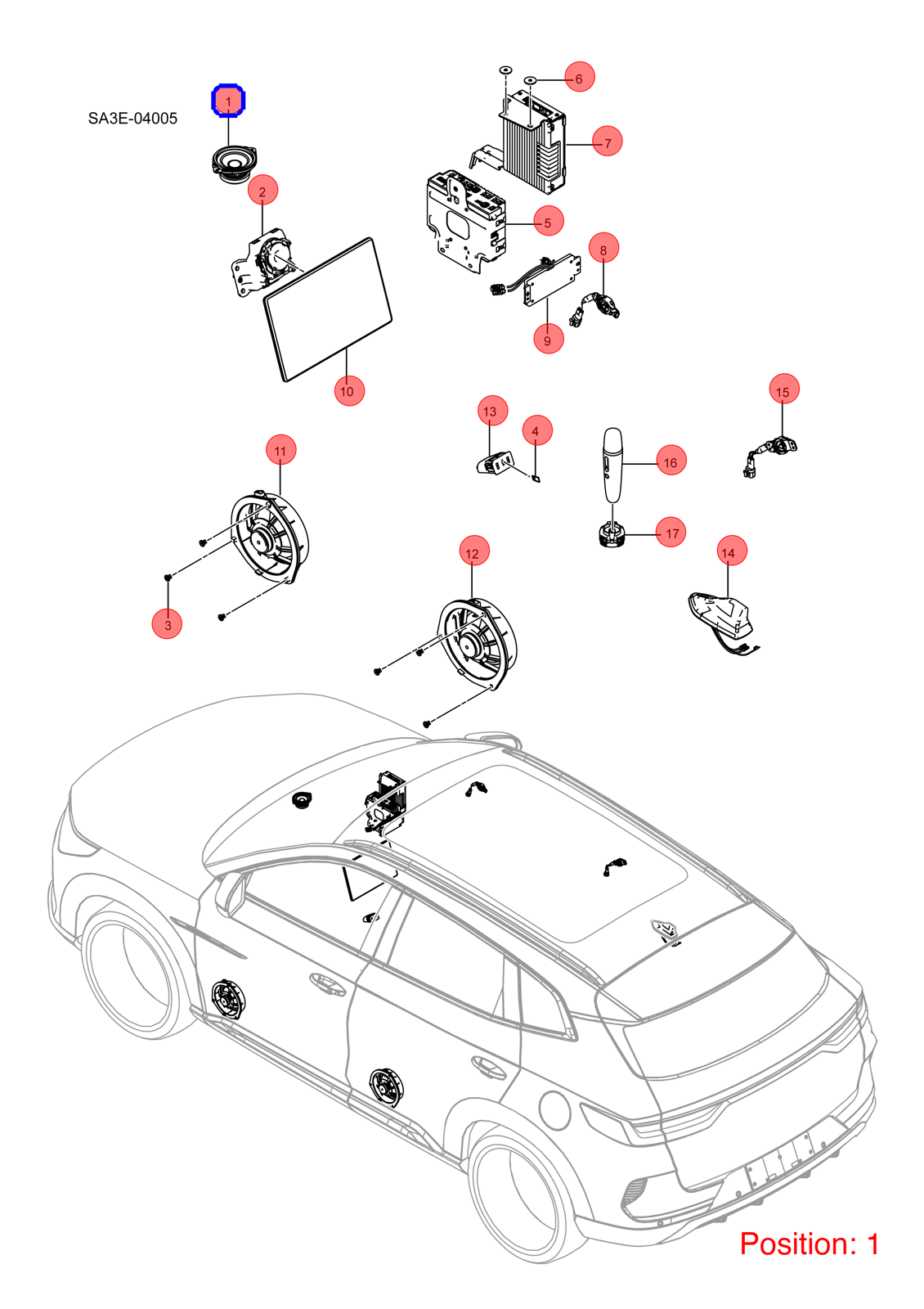 BYD Speaker OEM 1268321900 SA3F7911500 FOR Song 1268321900-BYD_OEM