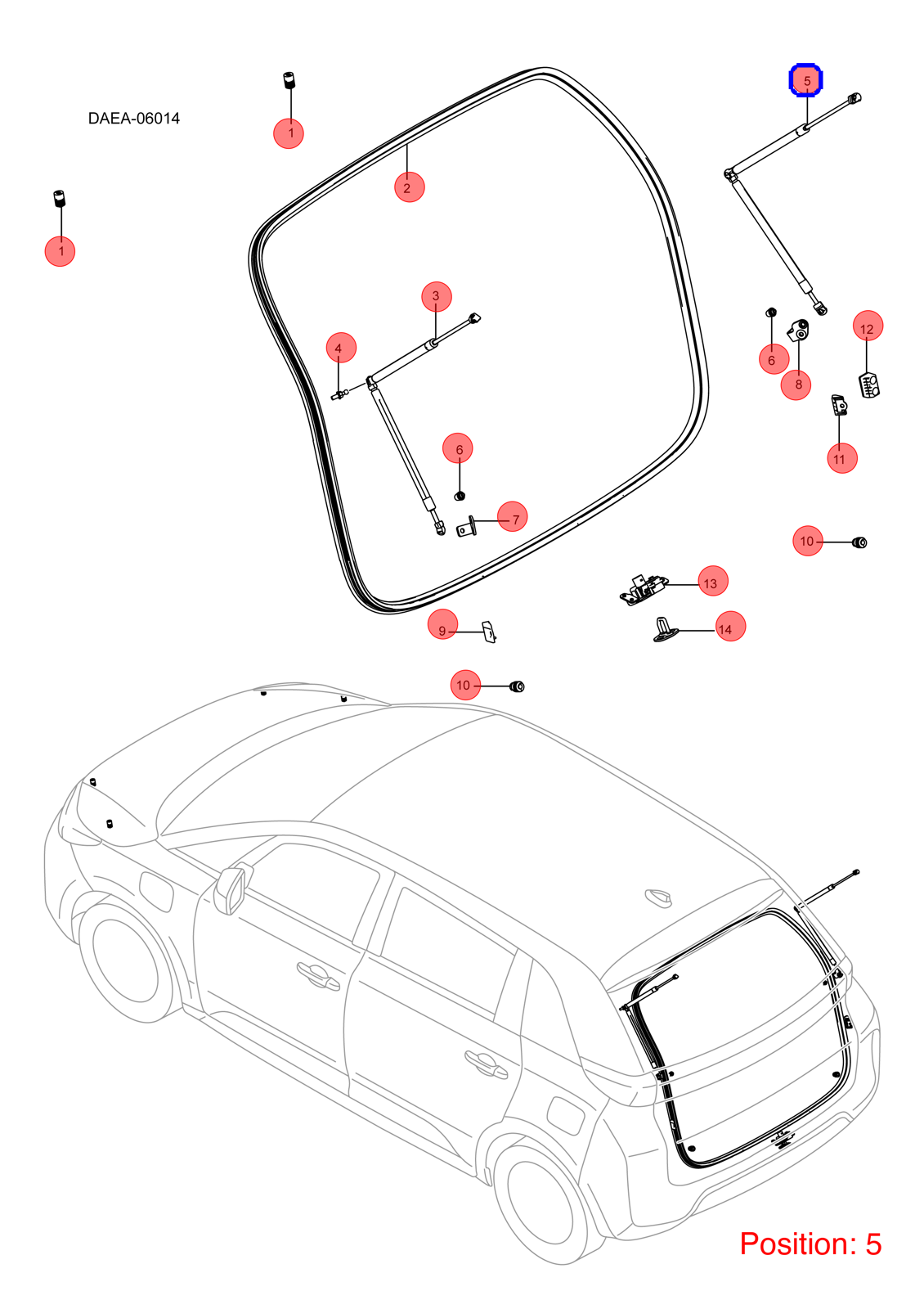 BYD Tailgate Lift Support OEM 1283663500 DAEA6309112 FOR D1 1283663500-BYD_OEM