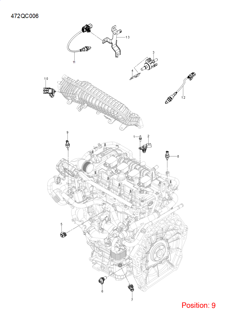 BYD Exhaust temperature sensor OEM 1284964400 472QA3611540 FOR Qin Song KING Chazor Seal5 Destroyer 1284964400-BYD_OEM