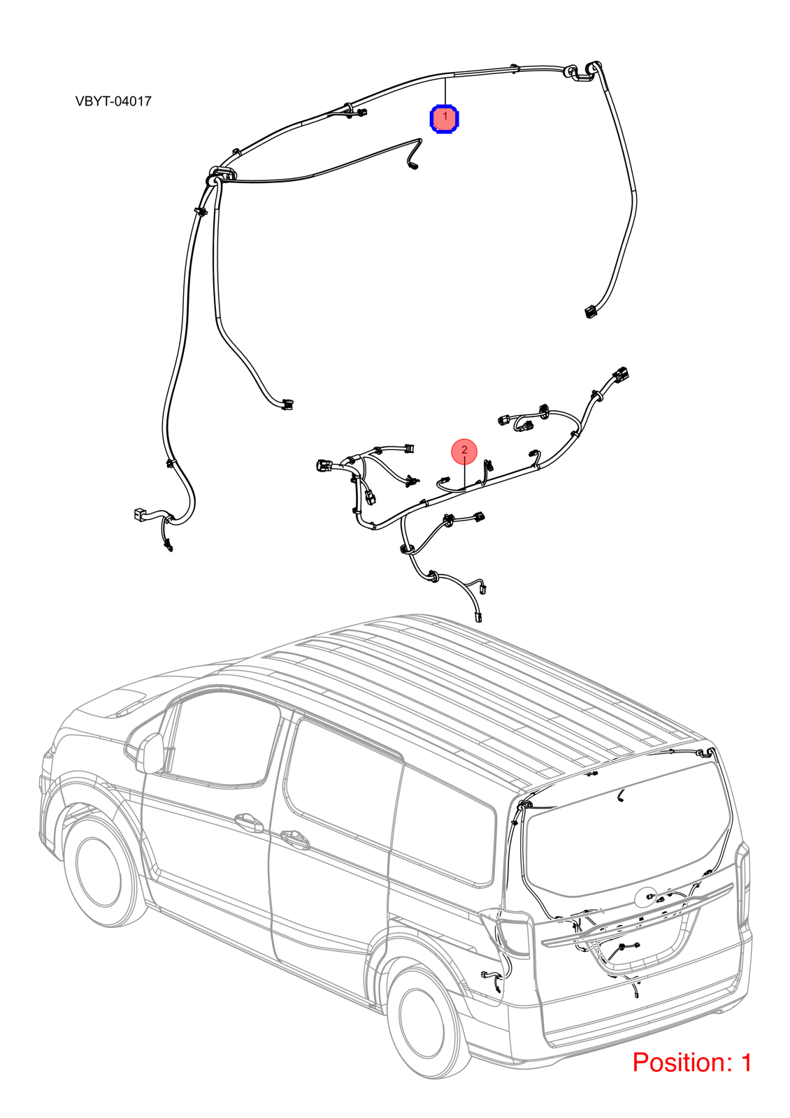 BYD Tailgate wiring harness OEM 1291621300 VBEW4002720C FOR eT3 1291621300-BYD_OEM