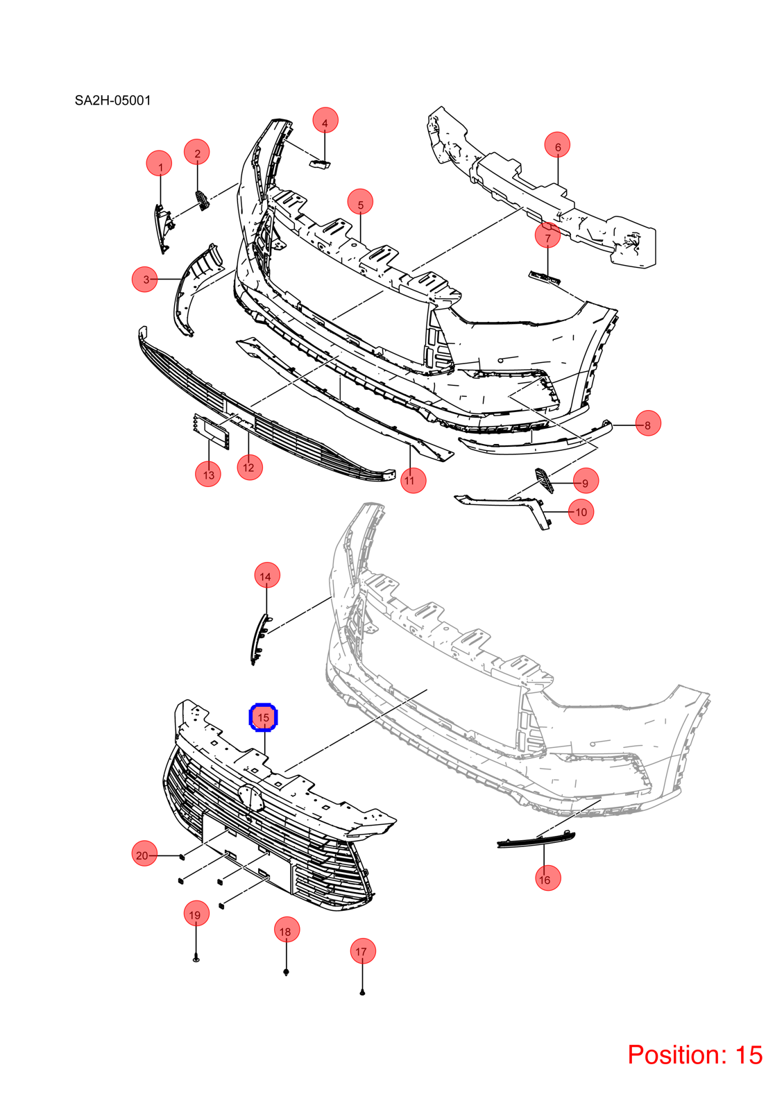 BYD Front grille OEM 1294673500 SA2E2803700AY1 FOR Song 1294673500-BYD_OEM