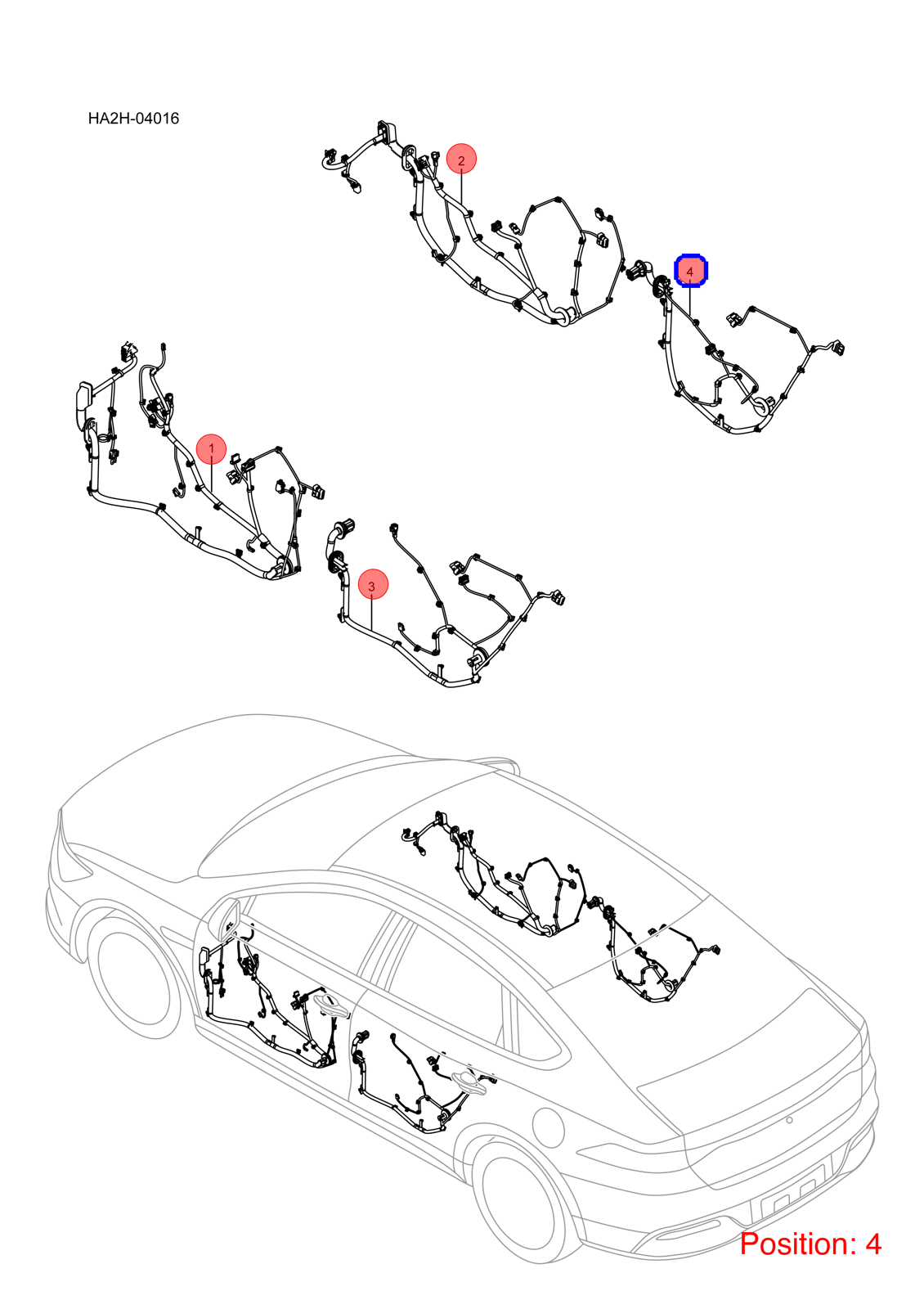 BYD Door wiring harness OEM 1300769700 HA2HE4002400A FOR Qin KING Chazor Seal5 Destroyer 1300769700-BYD_OEM