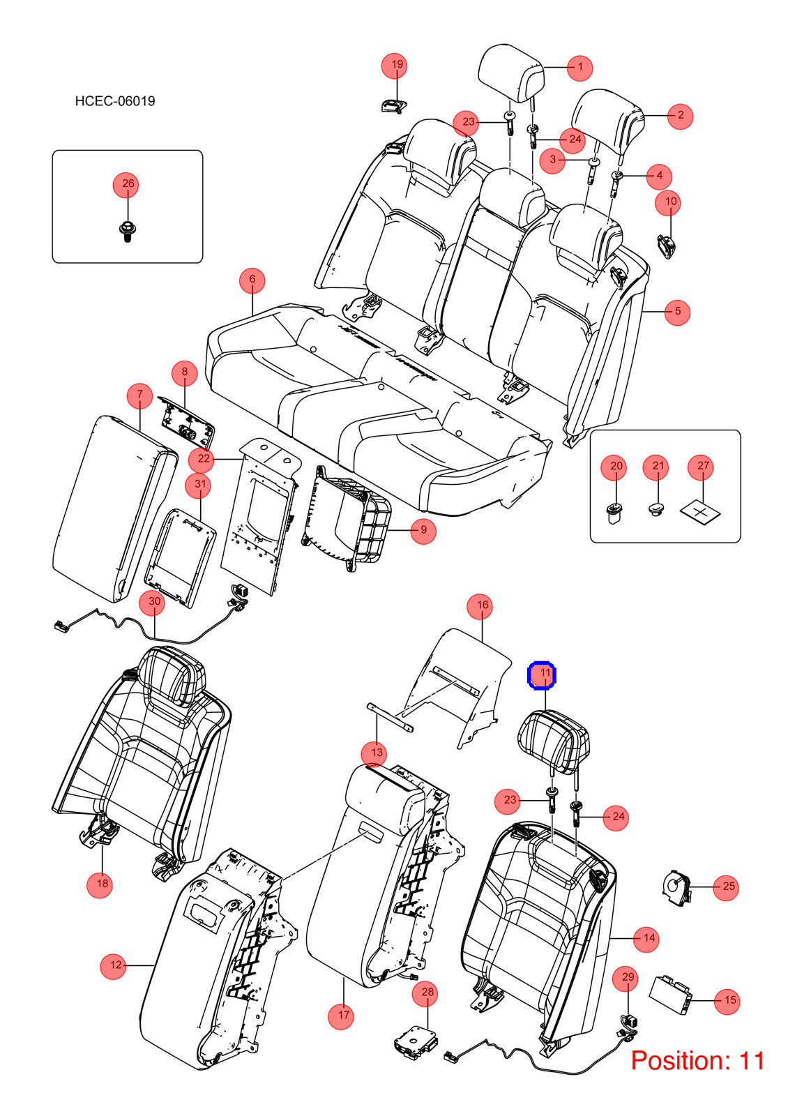 BYD Seat headrest OEM 1308773100 HC7008010A00KF FOR Han 1308773100-BYD_OEM