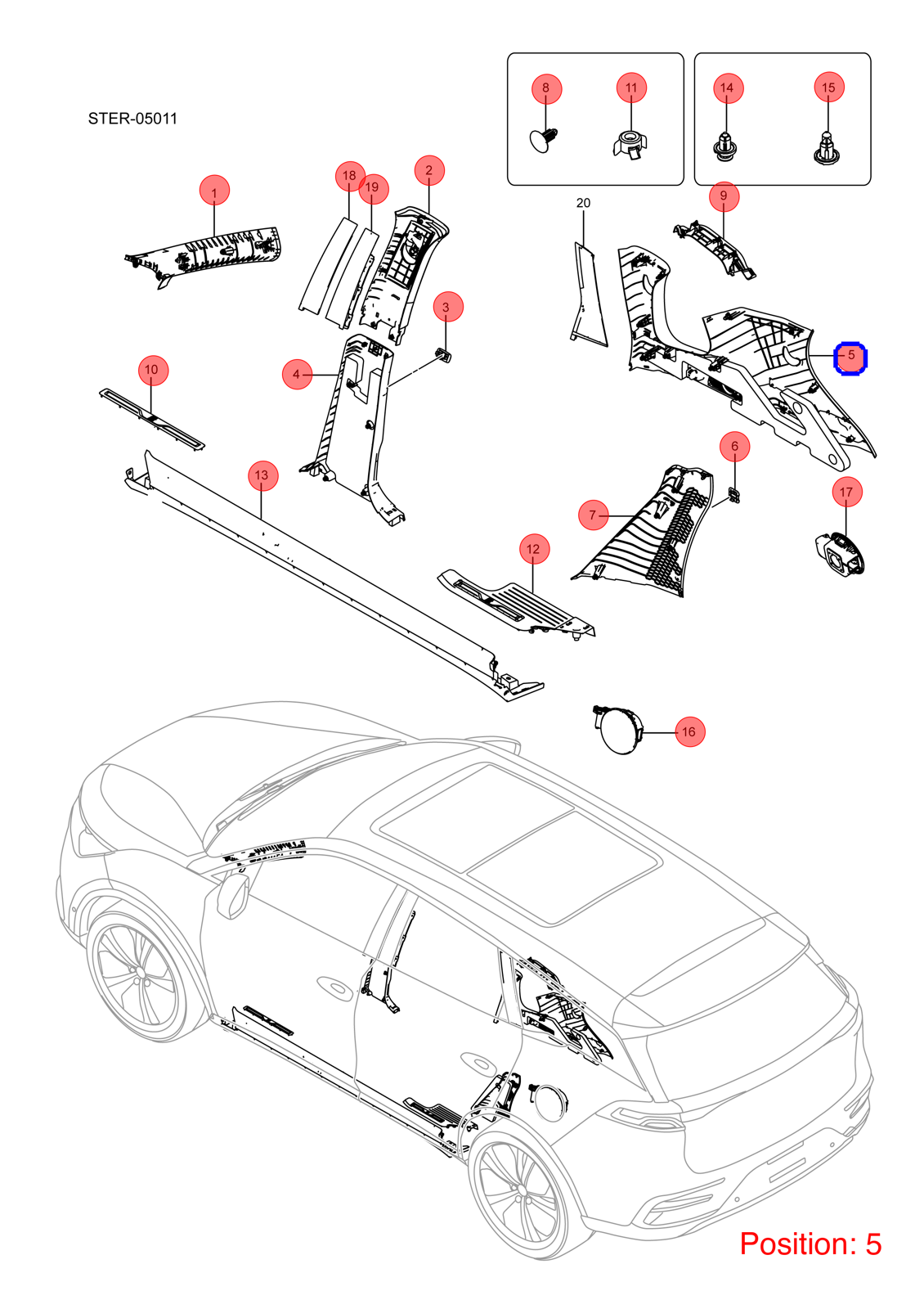 BYD C-pillar trim panel OEM 1312967400 STHA5402310E00A7 FOR Tang 1312967400-BYD_OEM