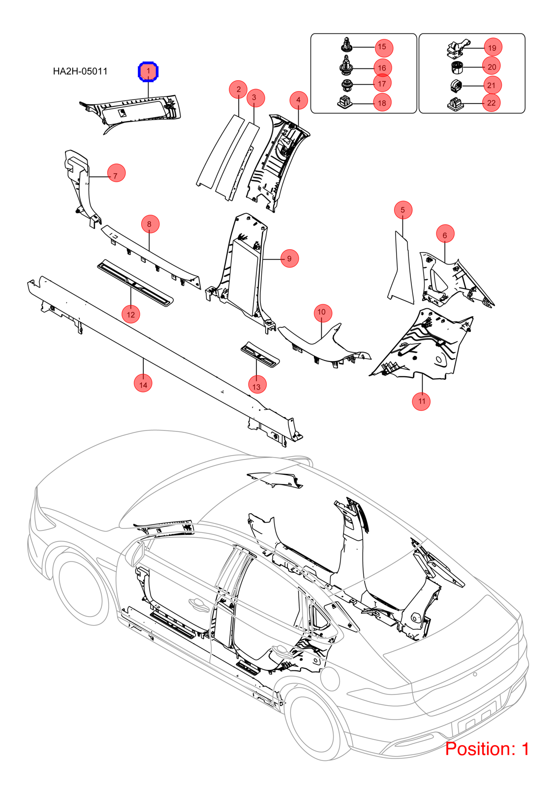 BYD A-pillar trim panel OEM 1313272100 HAD5402110A00A7 FOR Qin 1313272100-BYD_OEM