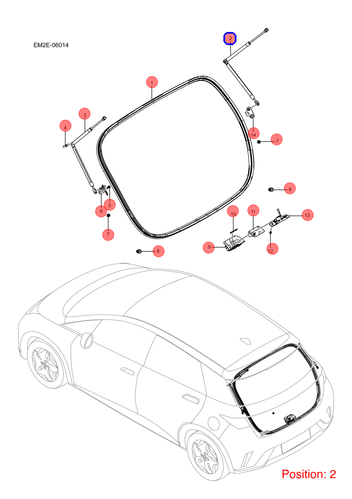BYD Tailgate Lift Support OEM 1313656900 EM2E6309112 FOR Dolphin 1313656900-BYD_OEM