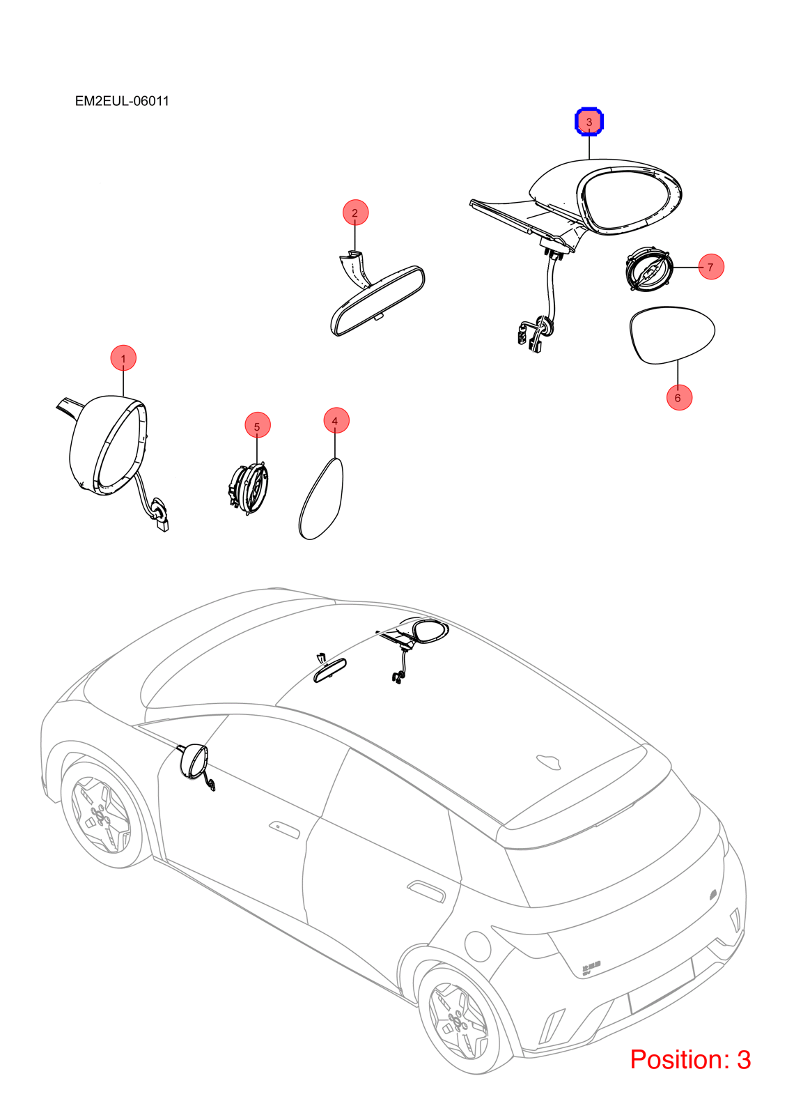 BYD Reverse mirror assembly OEM 1315138500 EM2E8202109A FOR Dolphin 1315138500-BYD_OEM