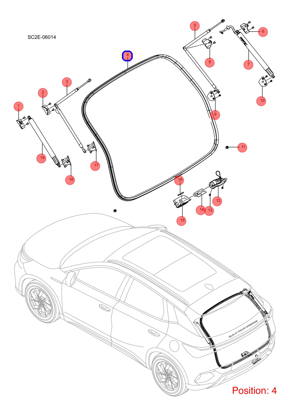 BYD Tailgate rubber strip OEM 1316781200 SC2E5407115 FOR Atto3 Yuan 1316781200-BYD_OEM