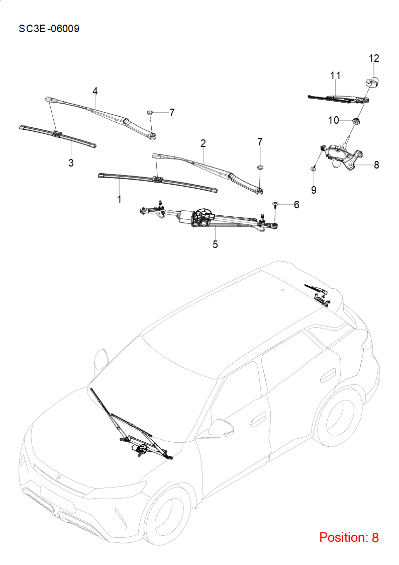 BYD Wiper linkage motor OEM 1317127400 SC2E6310100 FOR Atto3 Yuan 1317127400-BYD_OEM