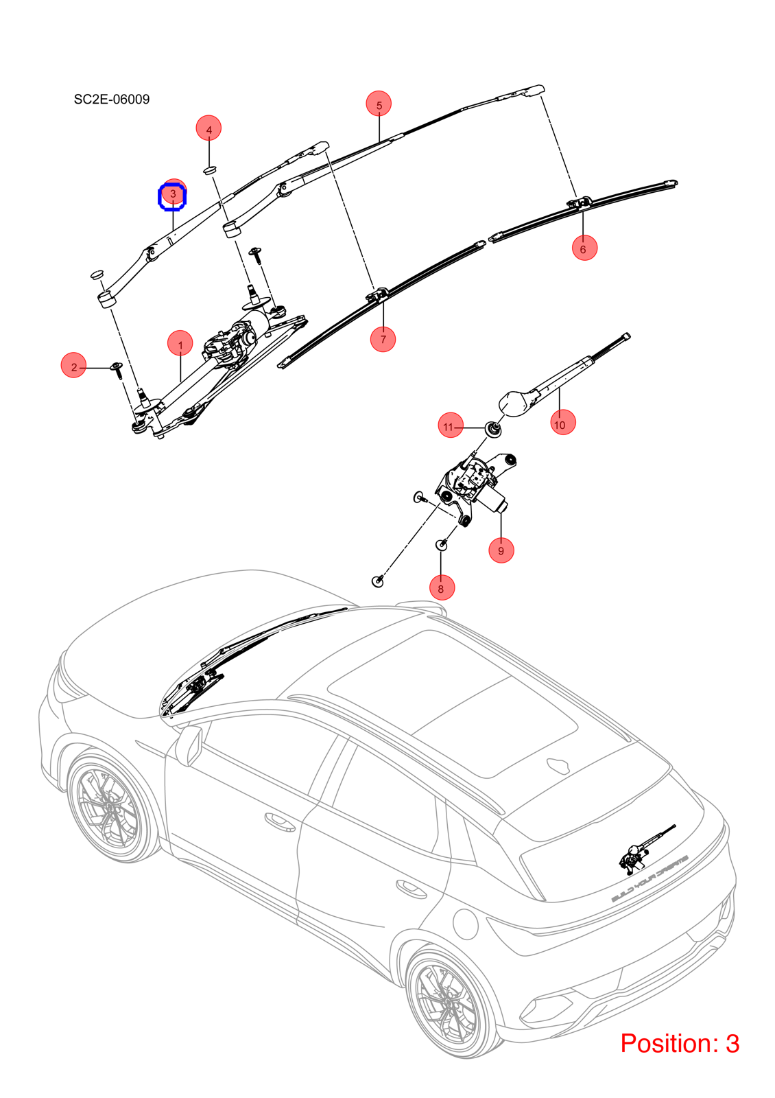 BYD Wiper arm OEM 1317132100 SC2E5205120 FOR Atto3 Yuan 1317132100-BYD_OEM