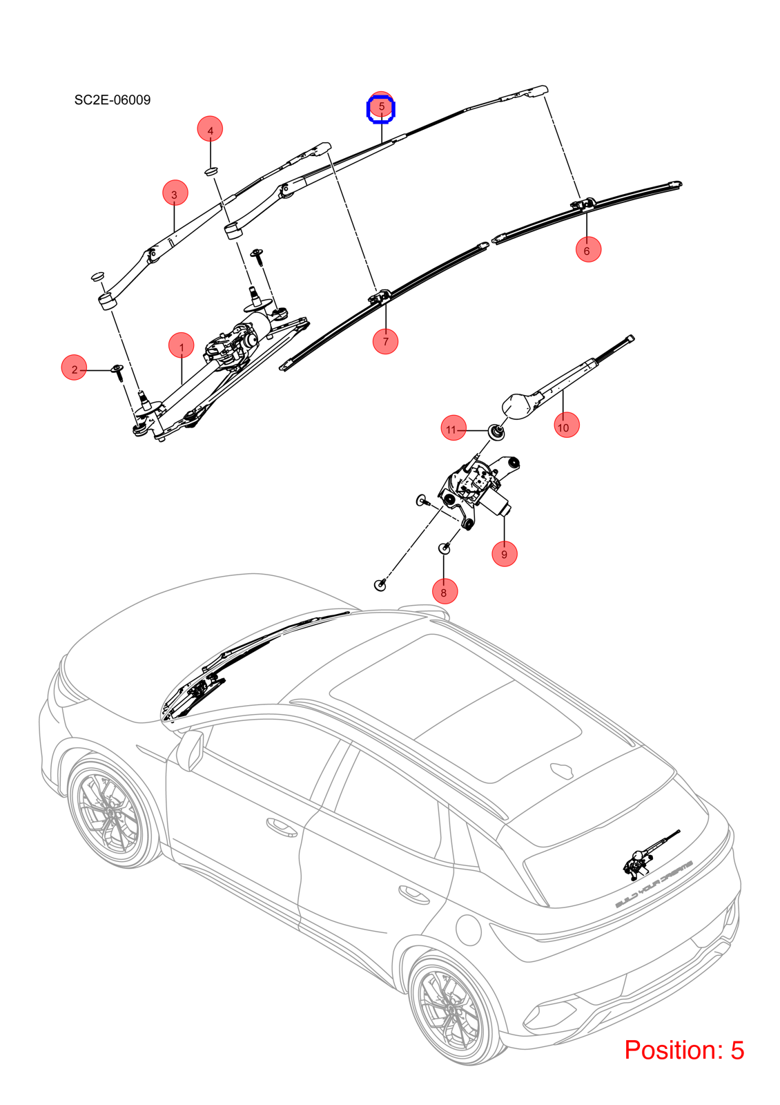BYD Wiper arm OEM 1317133500 SC2E5205220 FOR Atto3 Yuan 1317133500-BYD_OEM