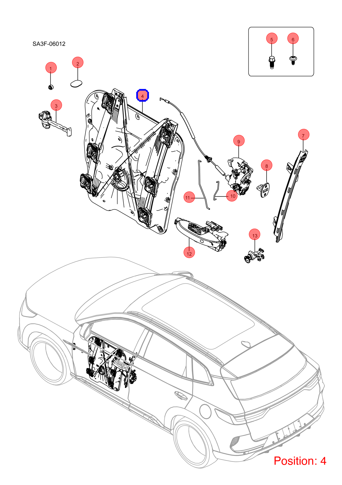 BYD Rear Left Door Window Regulator OEM 1319740300 SA3F6104200C FOR Song 1319740300-BYD_OEM