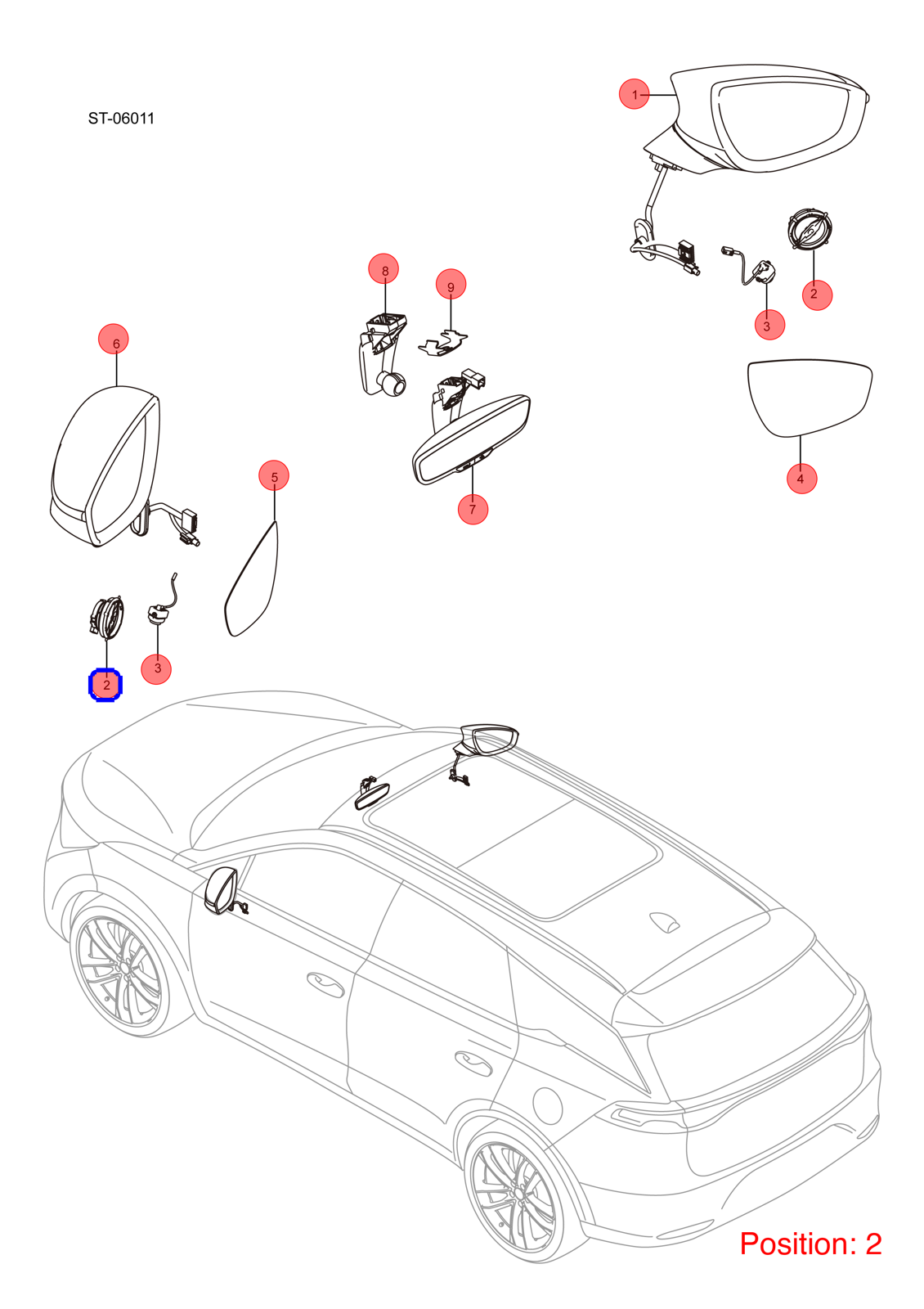 BYD Reverse mirror motor OEM 1320160000 HC8202320A FOR Han Atto3 Yuan Song Seal D1 1320160000-BYD_OEM