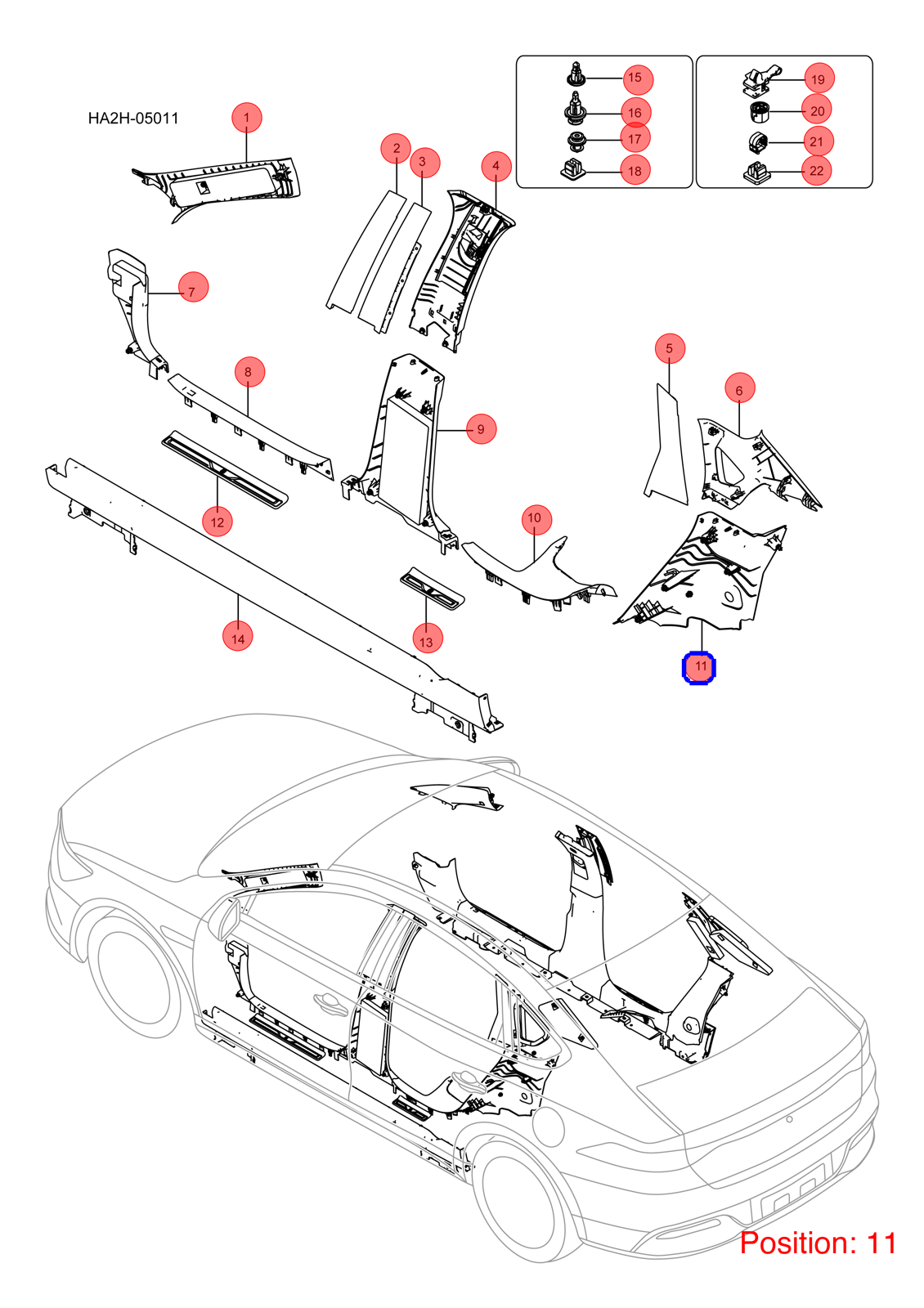 BYD C-pillar trim panel OEM 1323062600 HA2HE5402330A FOR Qin KING Chazor Seal5 Destroyer 1323062600-BYD_OEM