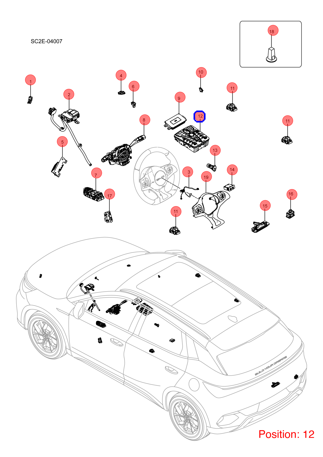 BYD Multifunction switch OEM 1343167600 SC2E170304000A9 FOR Atto3 Yuan 1343167600-BYD_OEM