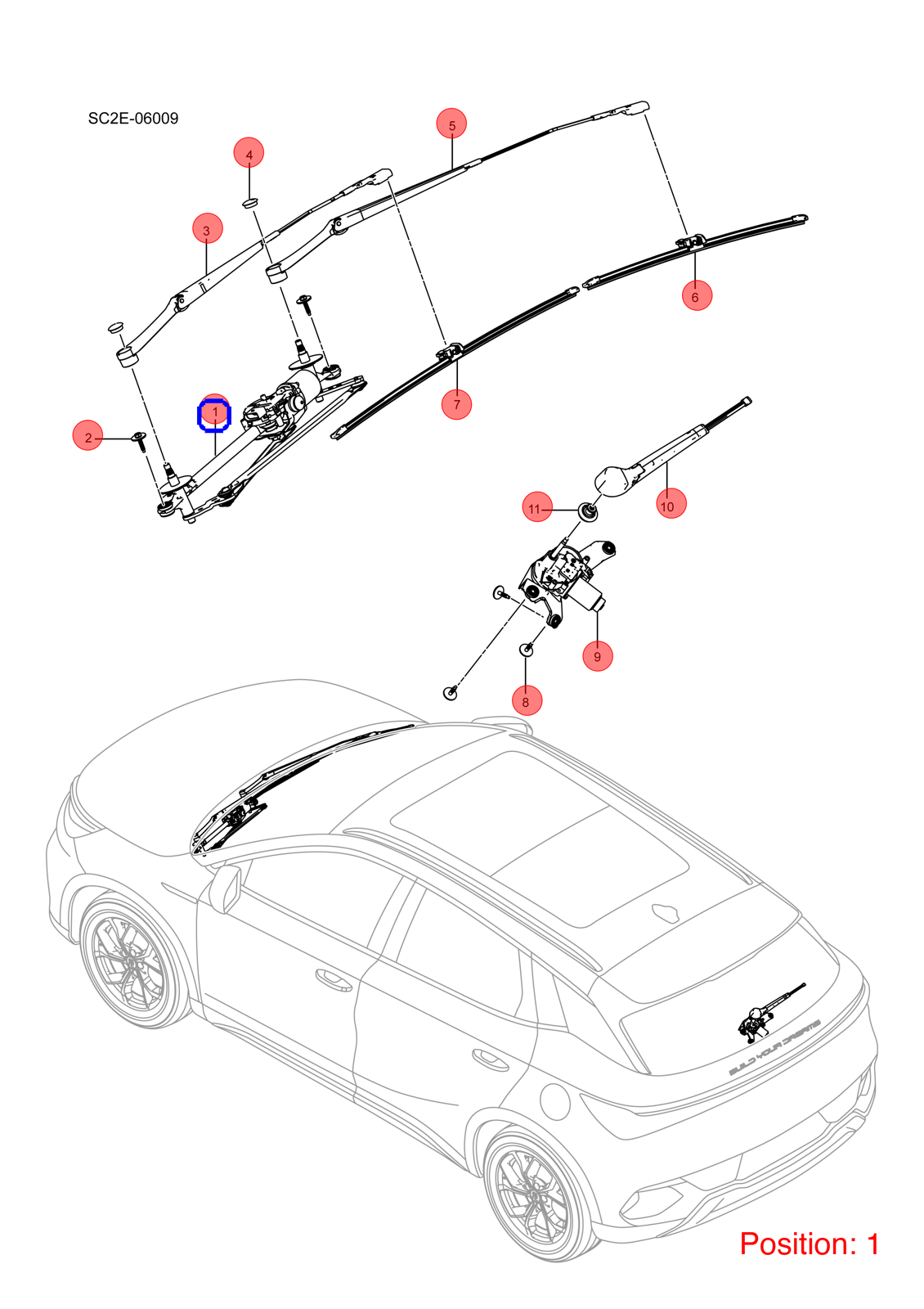 BYD Wiper linkage motor assembly OEM 1344241900 SC2E5205300A FOR Atto3 Yuan 1344241900-BYD_OEM