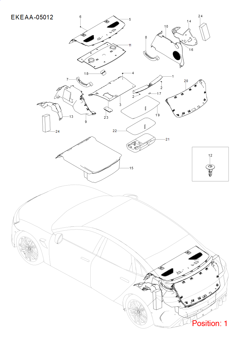 BYD Rear spoiler trim OEM 1344445300 EKEA5602070 FOR Seal 1344445300-BYD_OEM