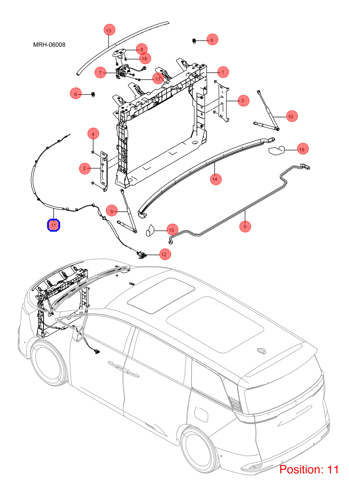 BYD Hood Release Cable OEM 1349589700 MRHB8402520 FOR DENZA 1349589700-BYD_OEM