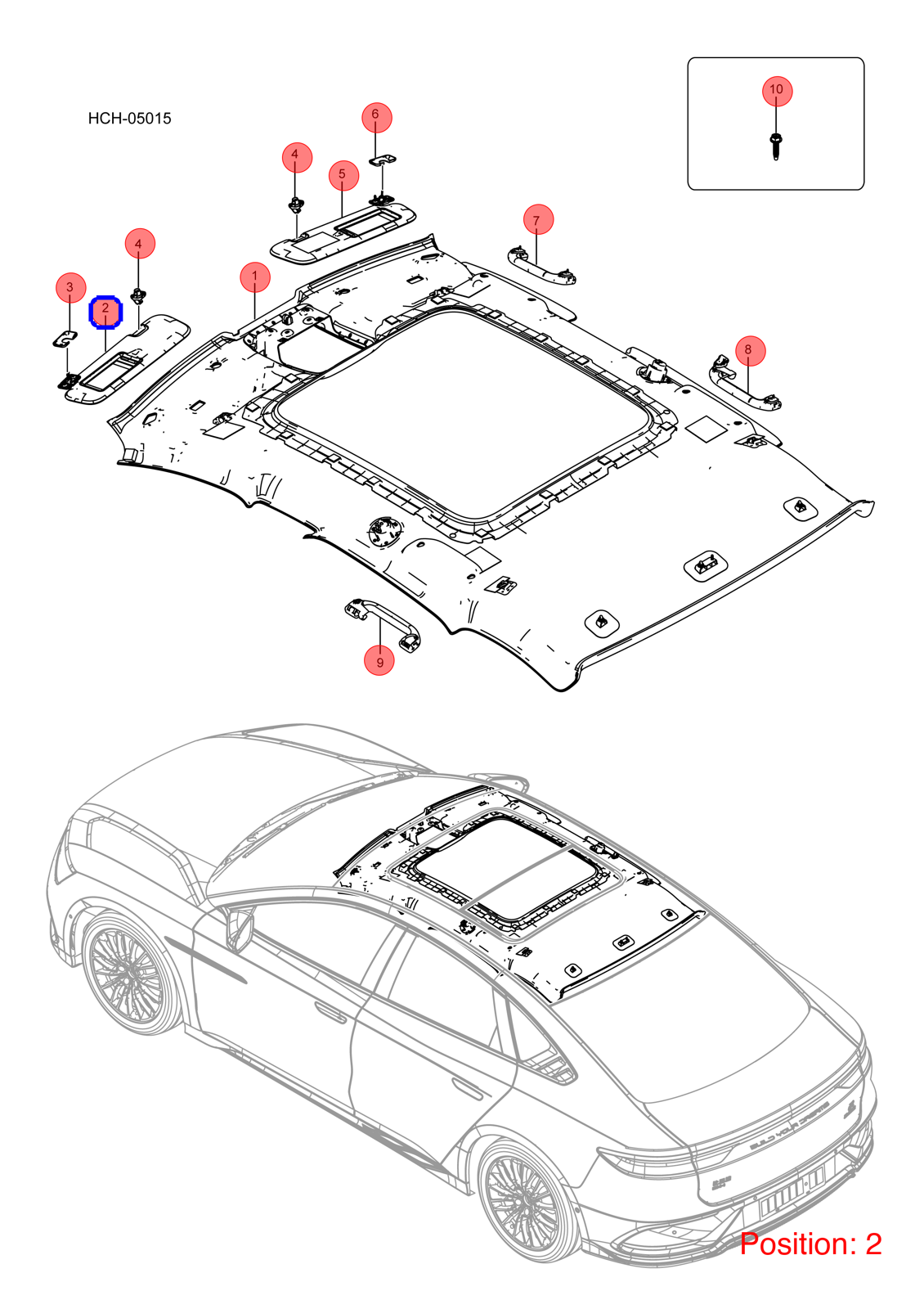 BYD Sun visor OEM 1350677700 HC8204010A00A7 FOR Han Seal 1350677700-BYD_OEM