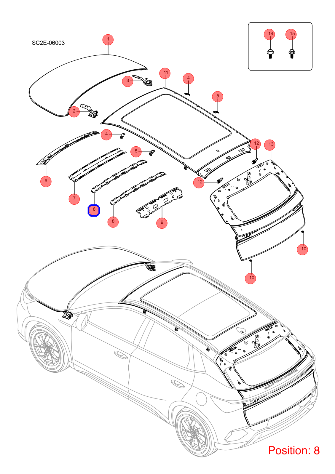 BYD Roof beam OEM 1362337100 SC2E570121377 FOR Atto3 Yuan 1362337100-BYD_OEM
