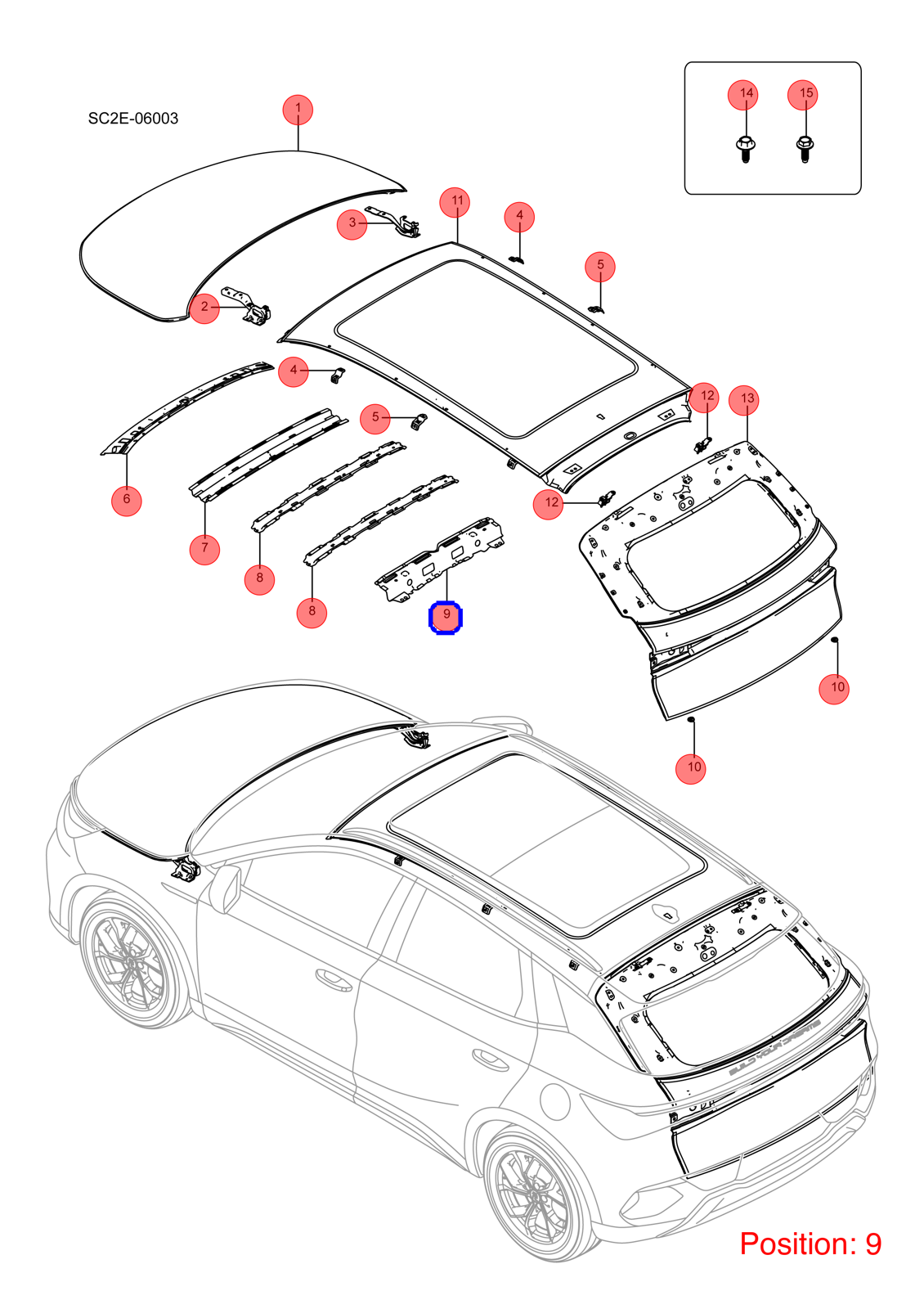 BYD Roof beam OEM 1362337800 SC2E570130077 FOR Atto3 Yuan 1362337800-BYD_OEM