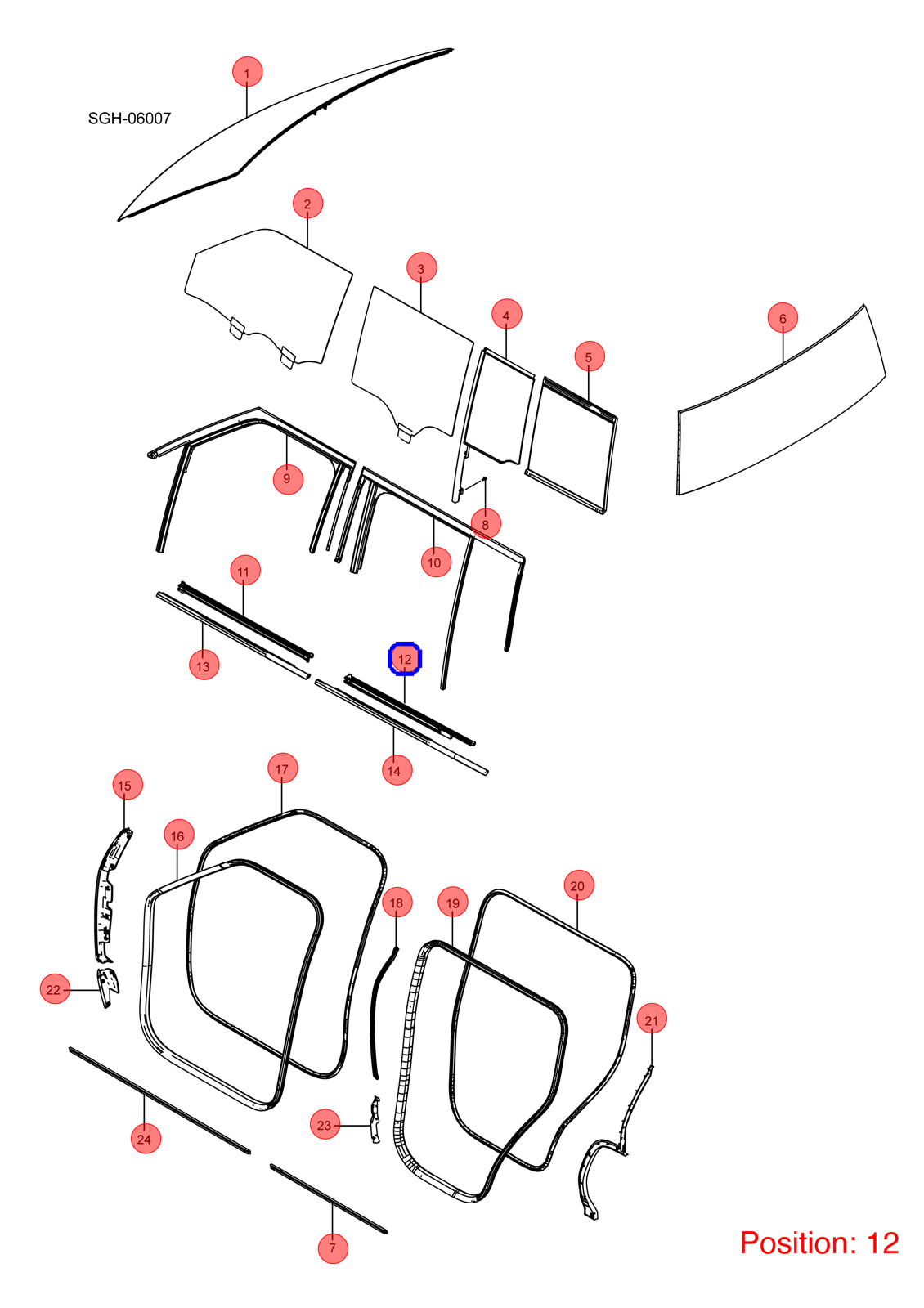 BYD Door glass pressure strip OEM 1363999000 SGH6207117 FOR YANGWANG 1363999000-BYD_OEM