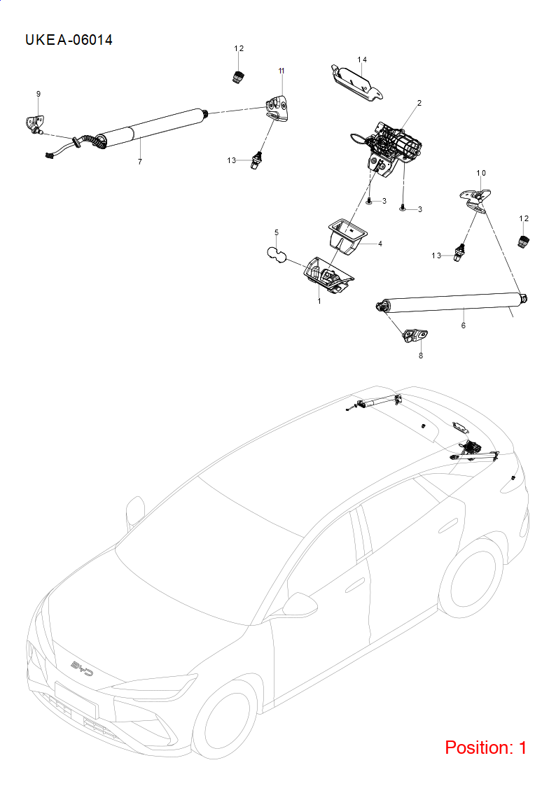 BYD Tailgate lock buckle OEM 1365719000 MRHB630512000A7 FOR Atto3 Yuan 1365719000-BYD_OEM