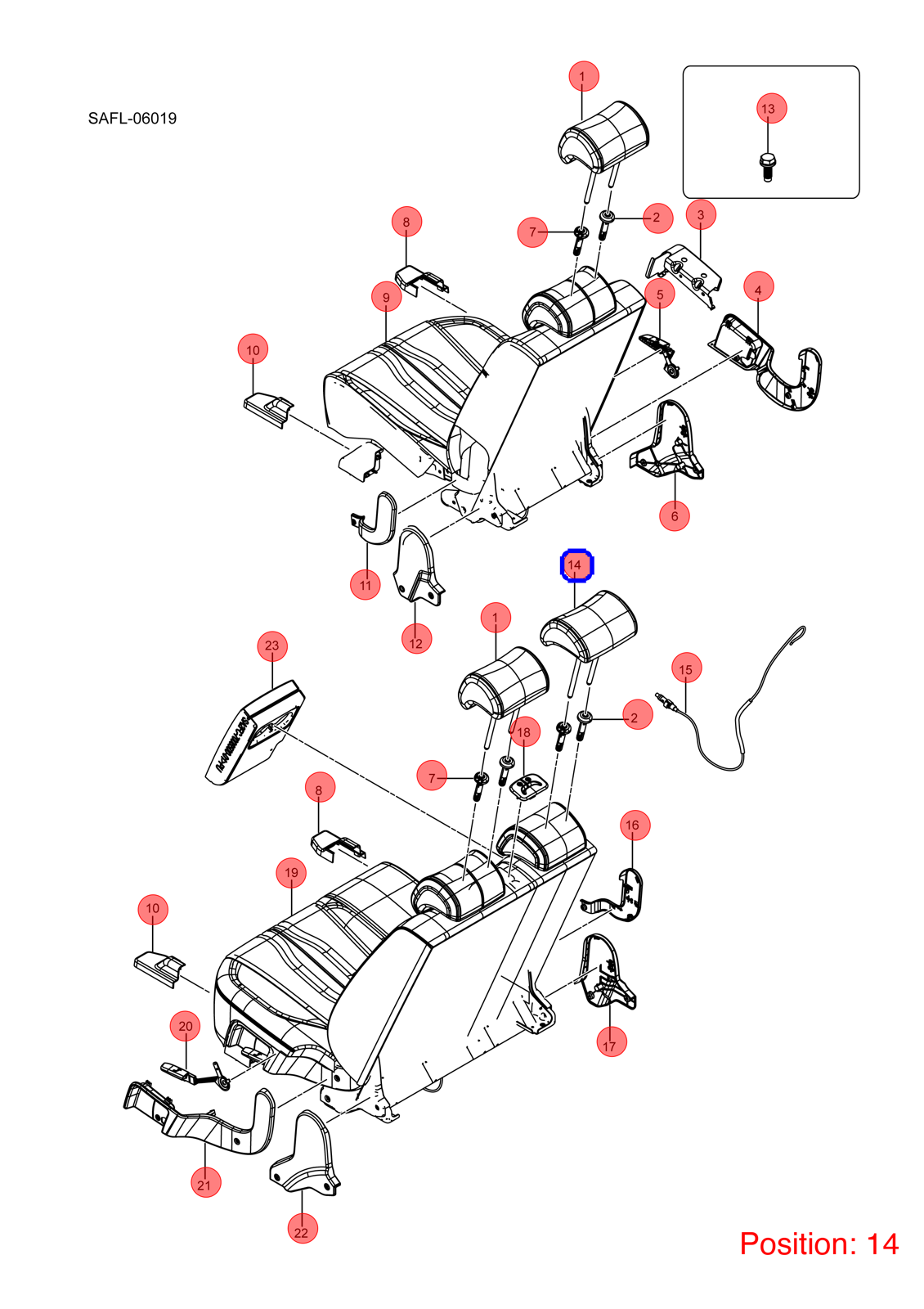 BYD Seat headrest OEM 1366925500 SA2HG700803000ZM FOR Song 1366925500-BYD_OEM