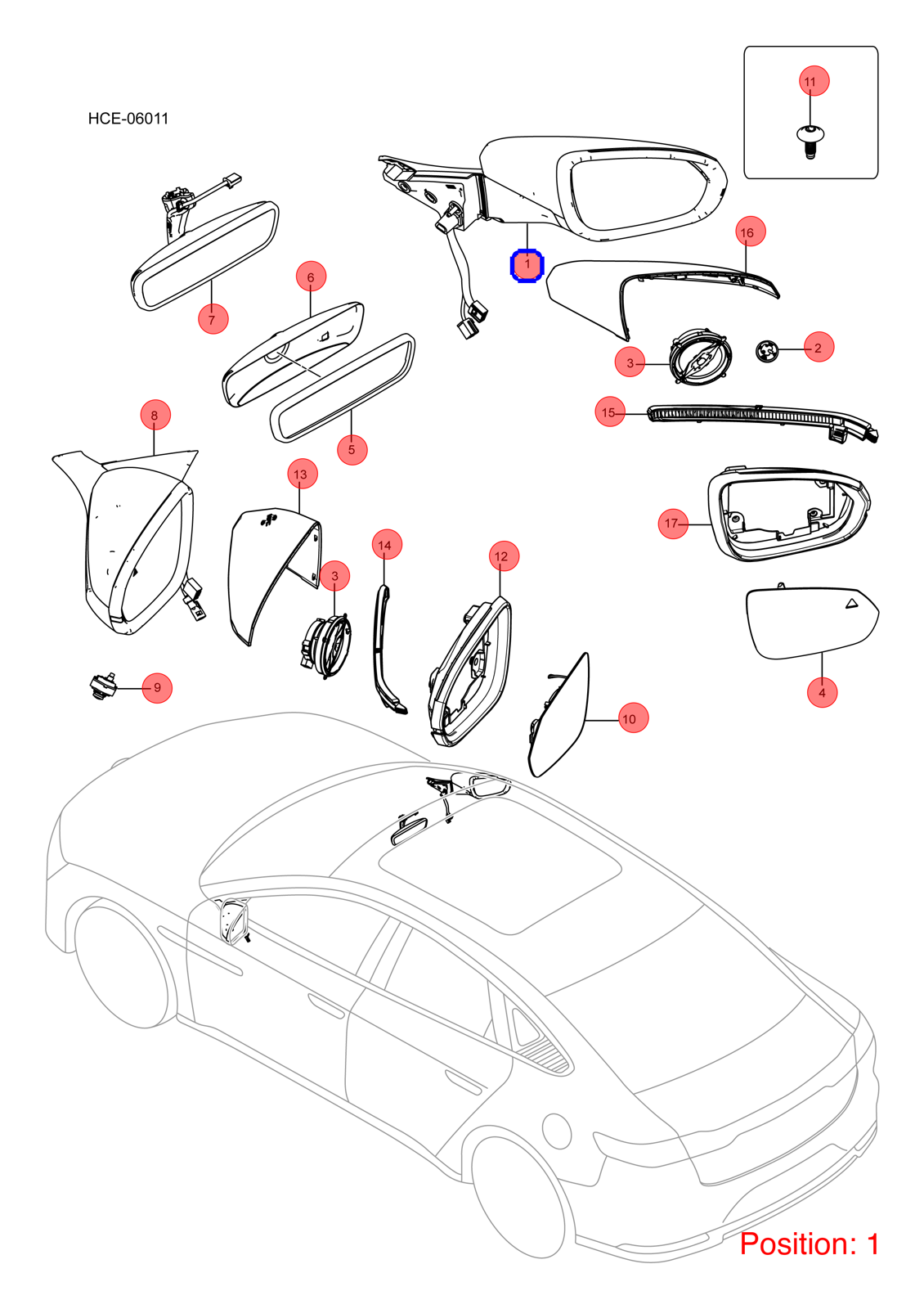BYD Reverse mirror assembly OEM 1372984700 HC8202109AD1 FOR Han 1372984700-BYD_OEM
