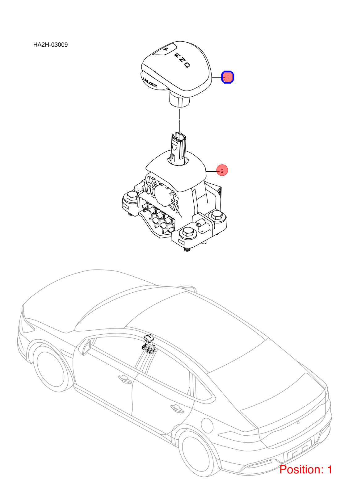 BYD Gear shift lever OEM 1377368000 HA2E1703050W00BX FOR Qin 1377368000-BYD_OEM