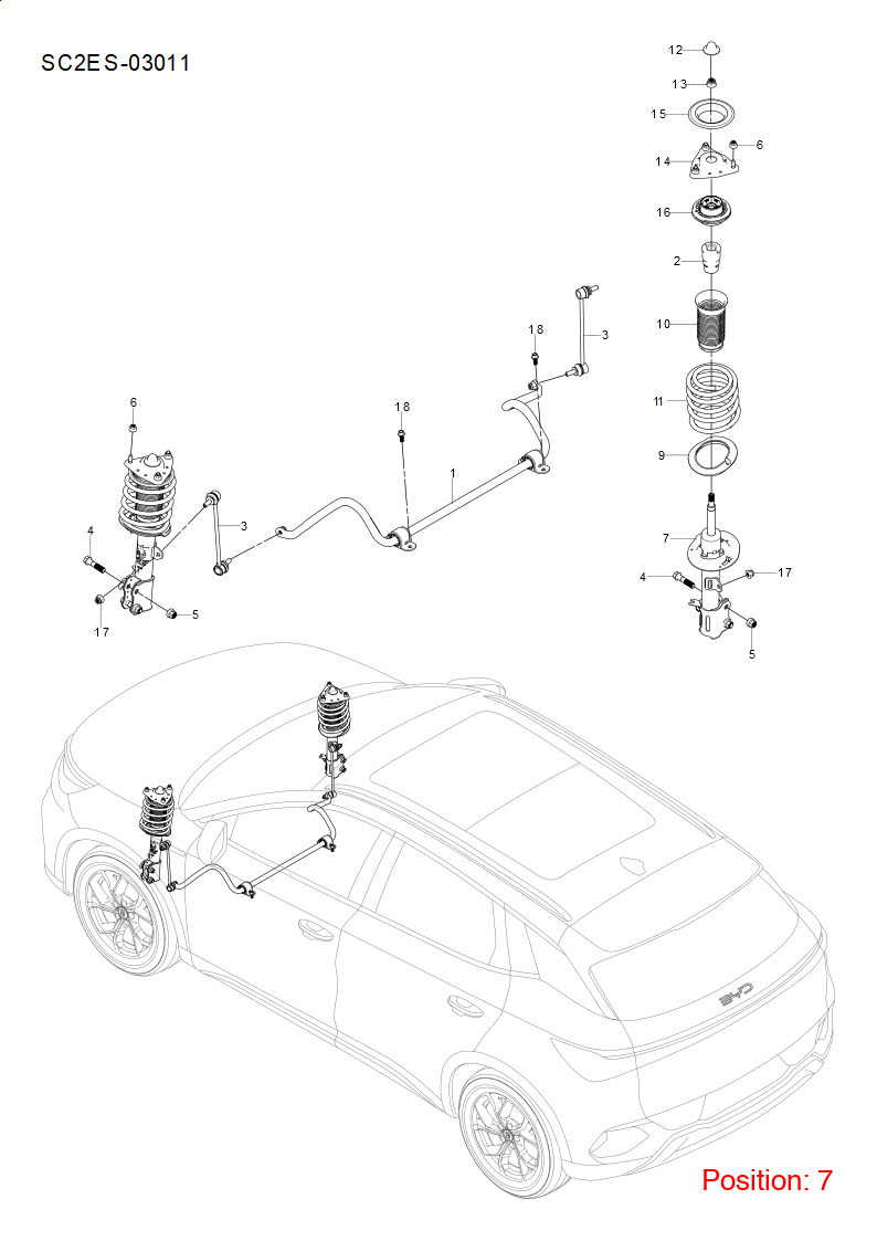 BYD Shock absorber OEM 1405136200 SC2EE2905100Y2 FOR Atto3 Yuan 1405136200-BYD_OEM