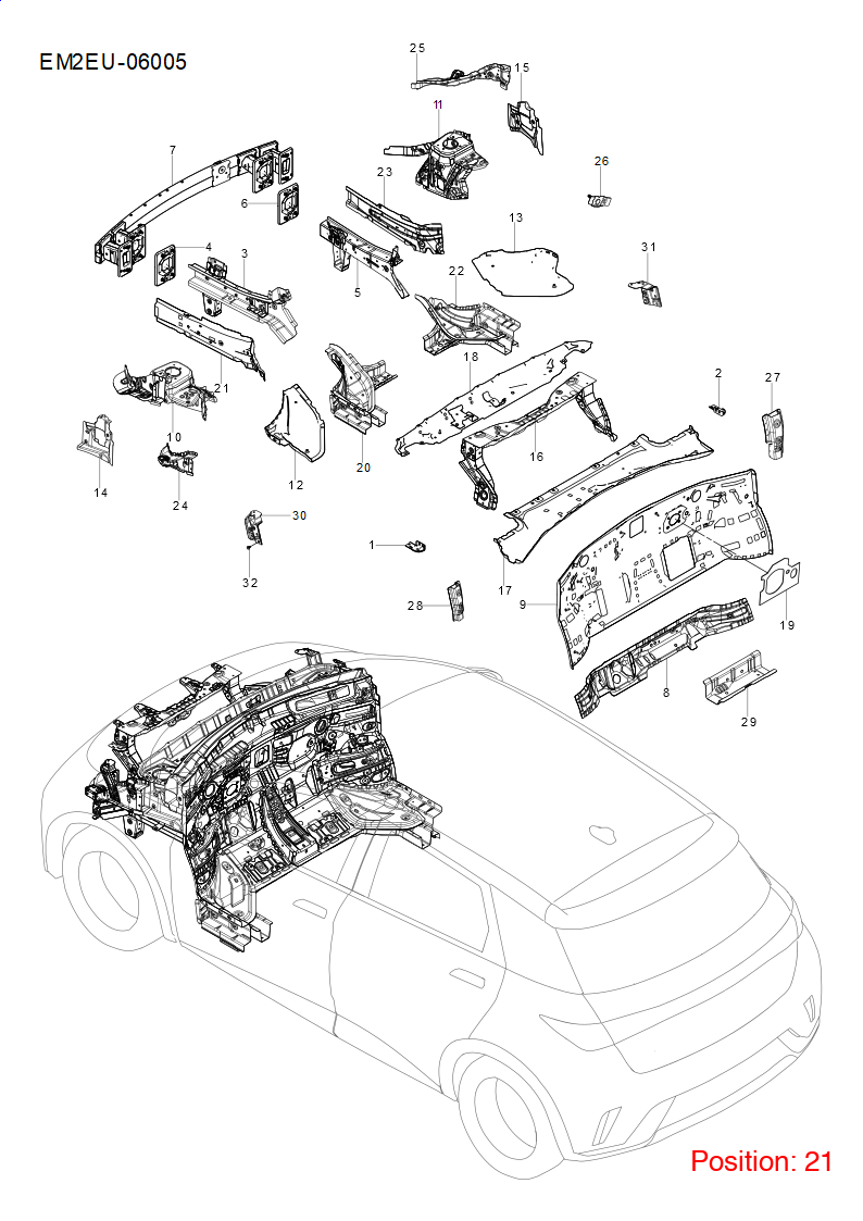 BYD Main beam outer panel OEM 1425050300 EM2EU530156077 FOR Dolphin 1425050300-BYD_OEM