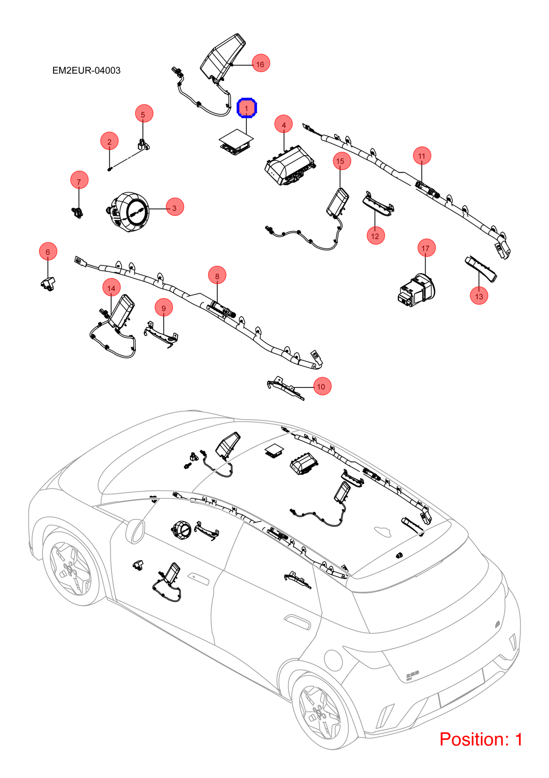 BYD Airbag computer OEM 1442235000 EM2EYA3658100A FOR Dolphin 1442235000-BYD_OEM