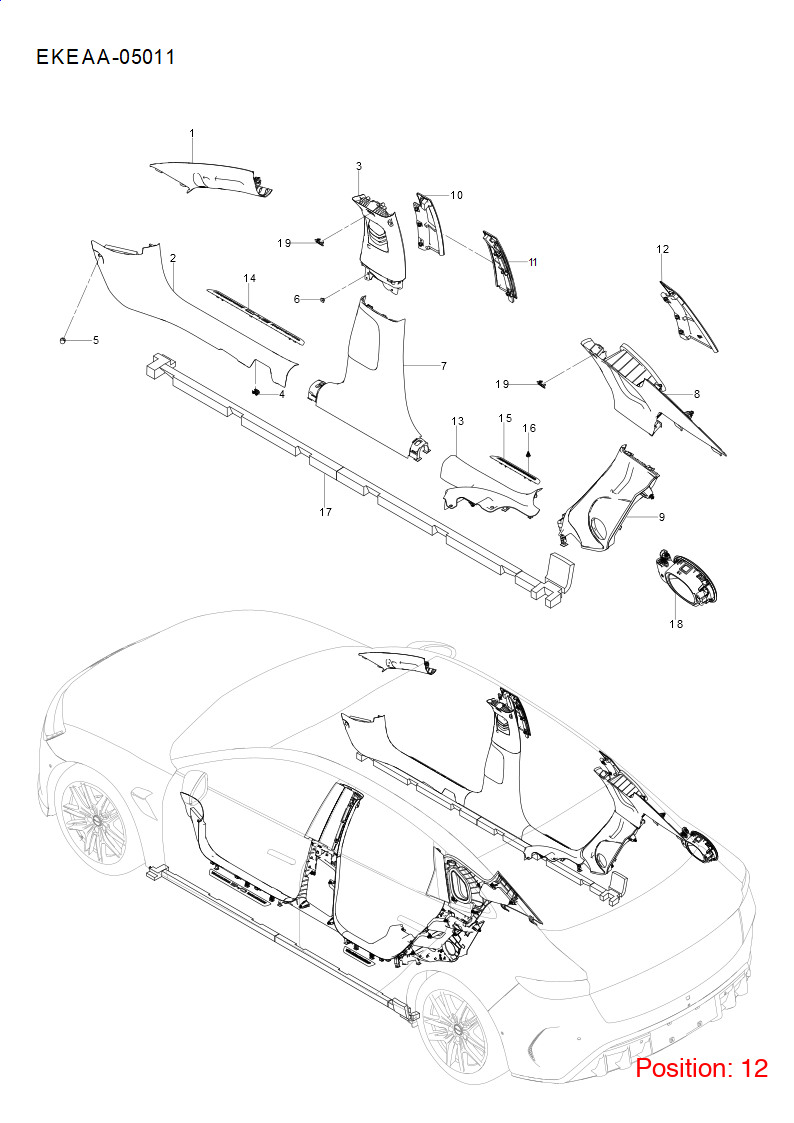 BYD C-pillar trim panel OEM 1454797700 EKEA5402960B FOR Seal 1454797700-BYD_OEM