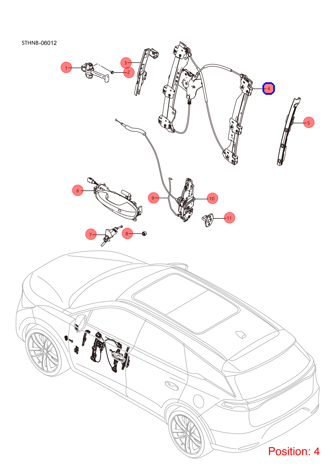 BYD Rear Left Door Window Regulator OEM 1462042100 ST6104100K FOR Tang 1462042100-BYD_OEM