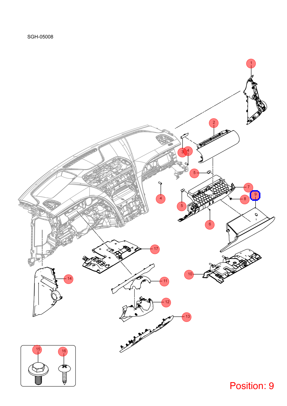 BYD Glove compartment OEM 1480023000 SGHA530301000ZAN FOR YANGWANG 1480023000-BYD_OEM