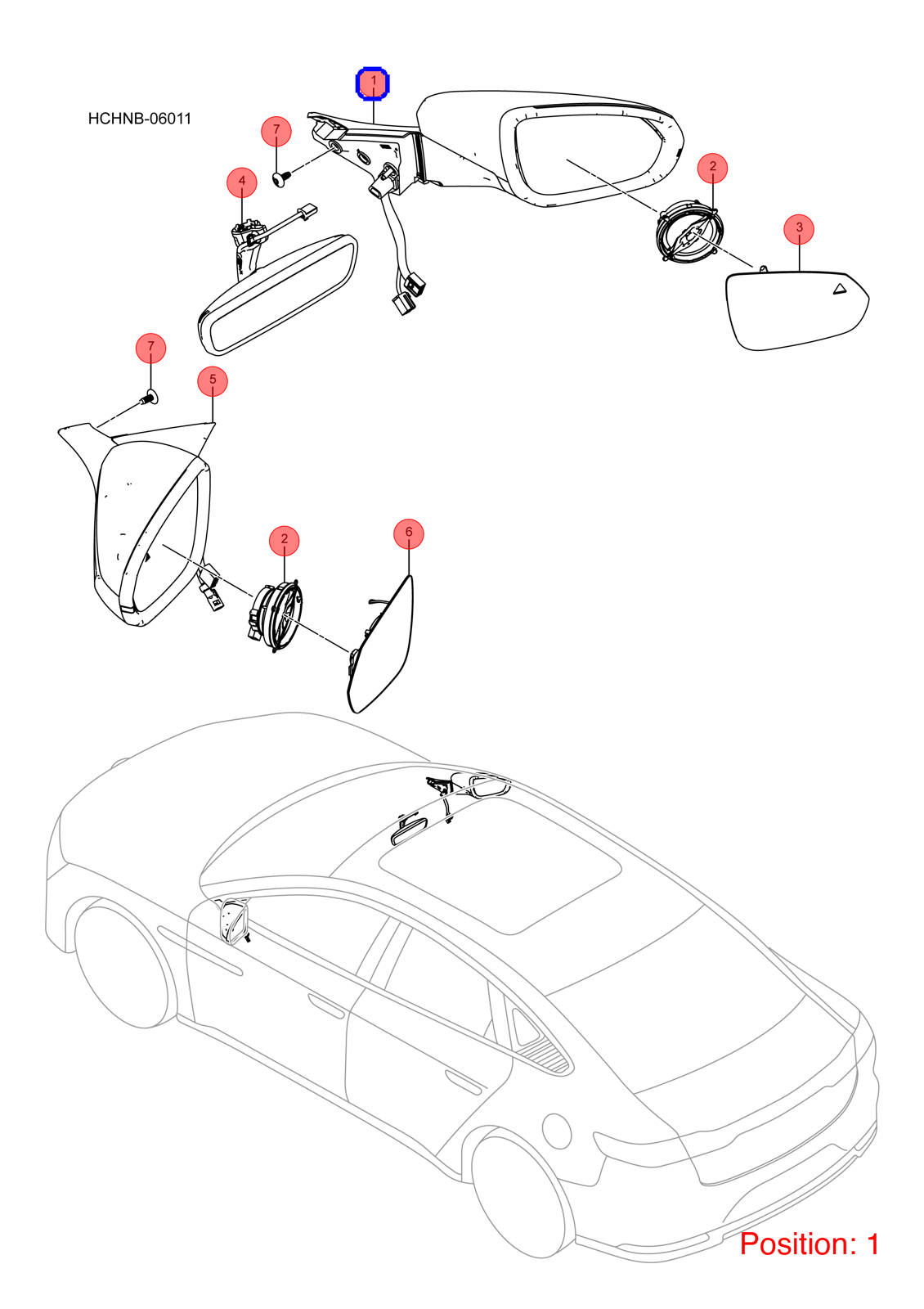 BYD Reverse mirror assembly OEM 1481893800 HC8202109AD4 FOR Han 1481893800-BYD_OEM