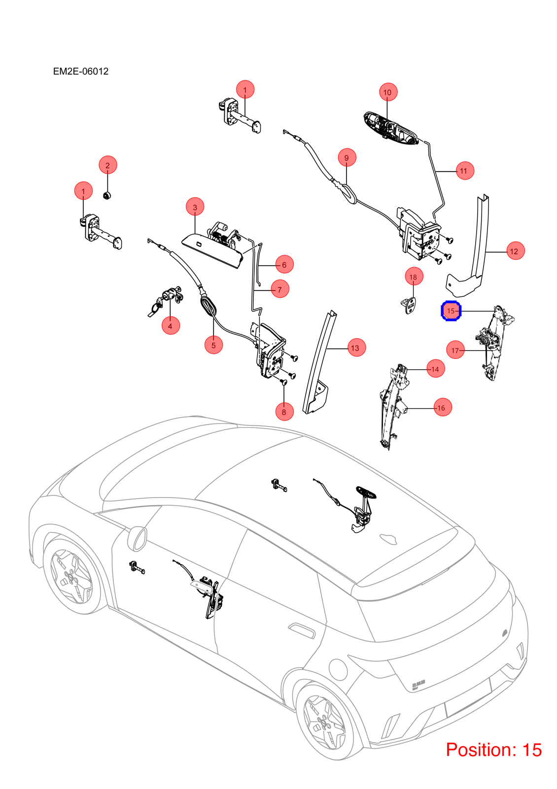 BYD Rear Left Door Window Regulator OEM 1504548600 EM2E6104109E FOR Dolphin 1504548600-BYD_OEM